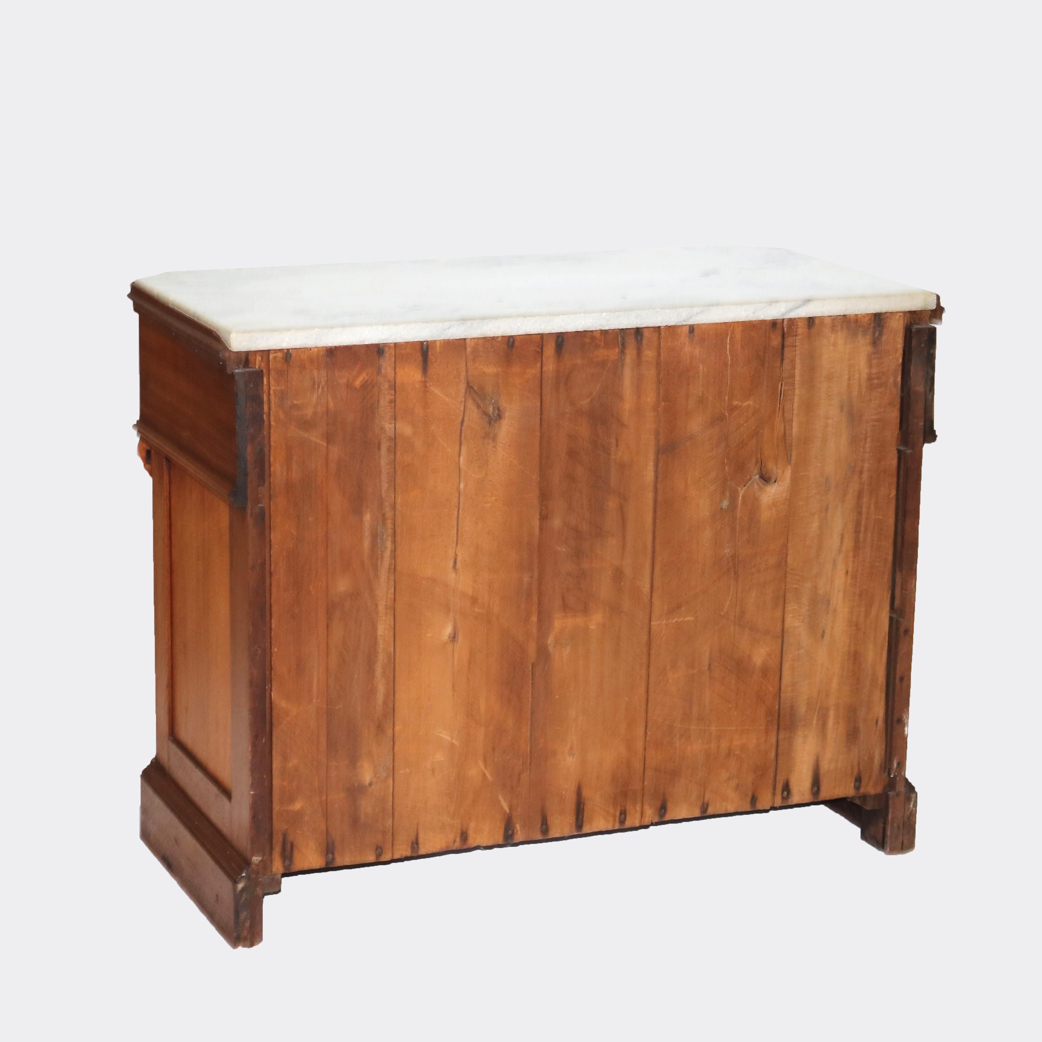 Victorian Carved Walnut & Burl Marble Top Commode C1890 For Sale 14