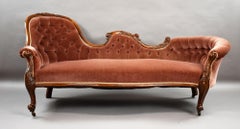 Victorian Carved Walnut Chaise Longue Settee