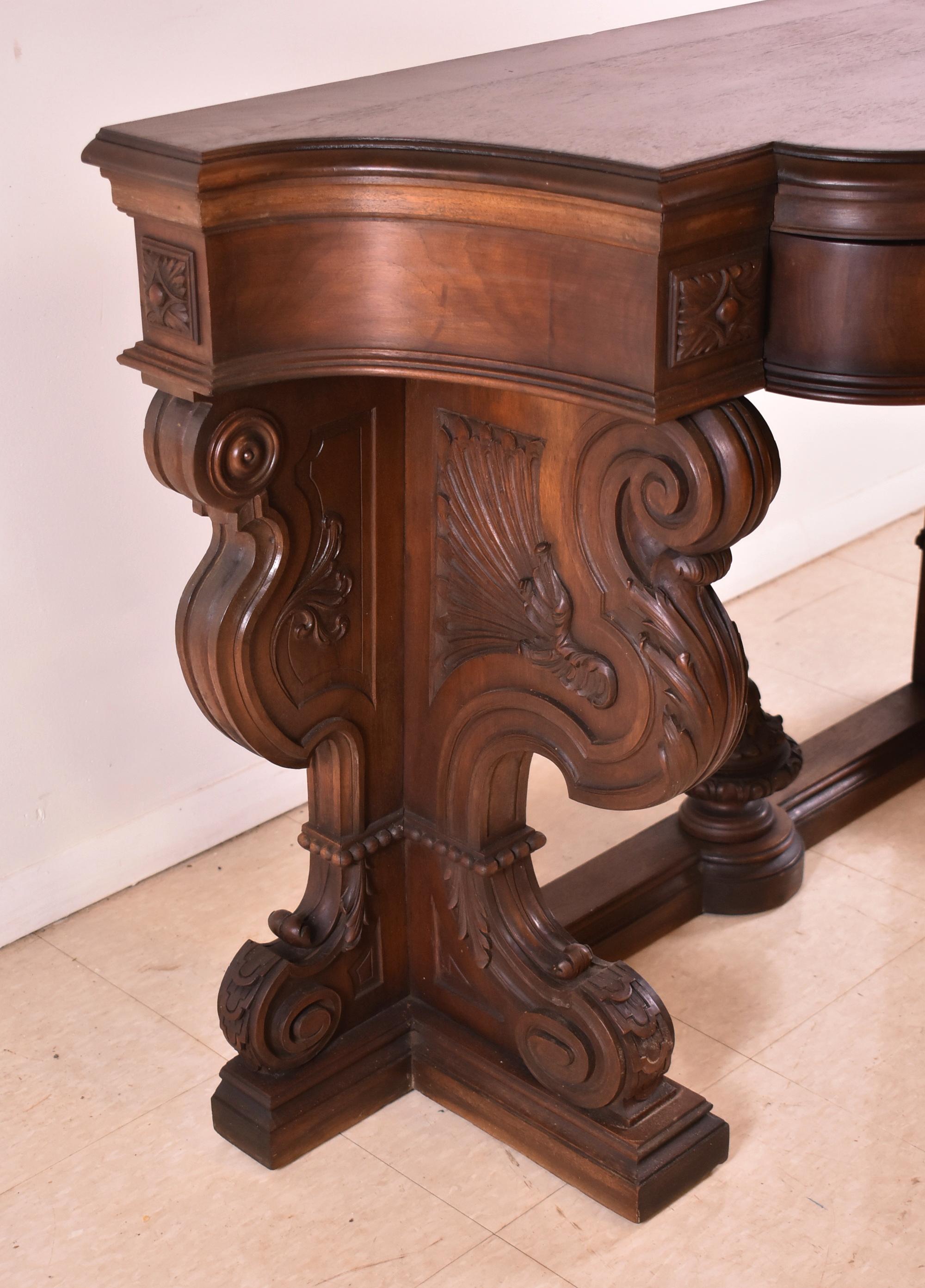 Victorian Carved Walnut Console Table For Sale 2