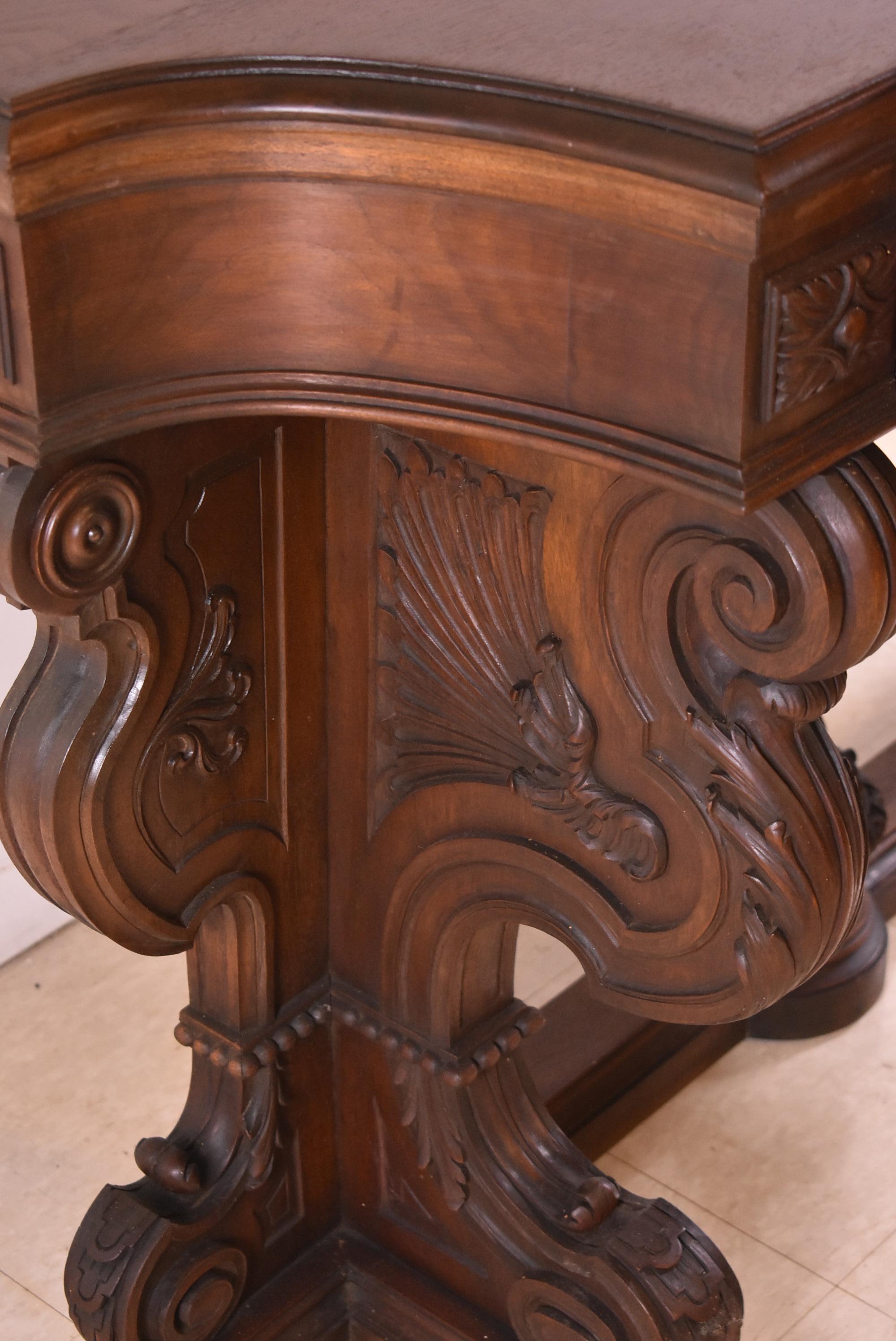 Victorian Carved Walnut Console Table For Sale 3
