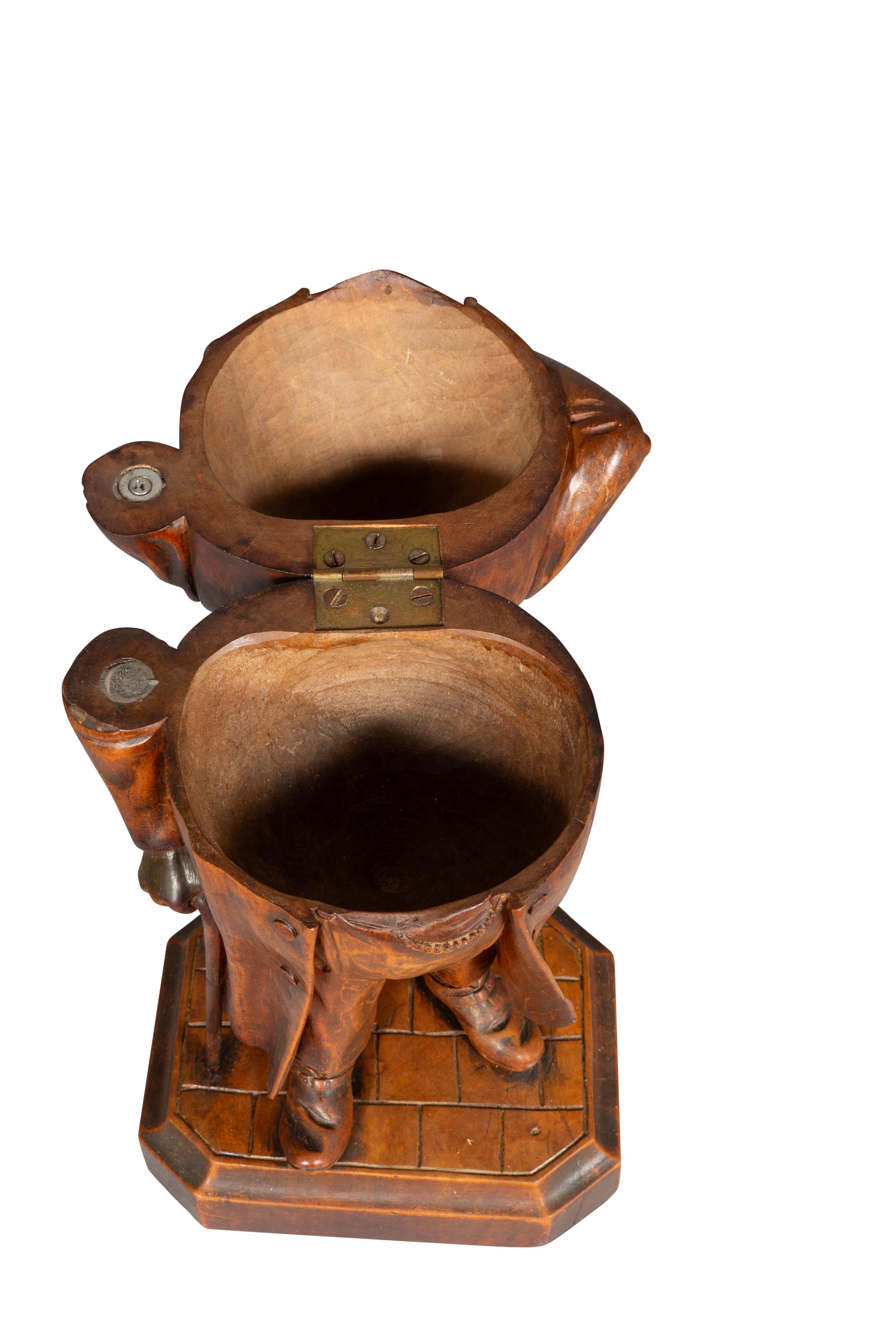 Victorian Carved Walnut Figural Tobacco Box For Sale 5
