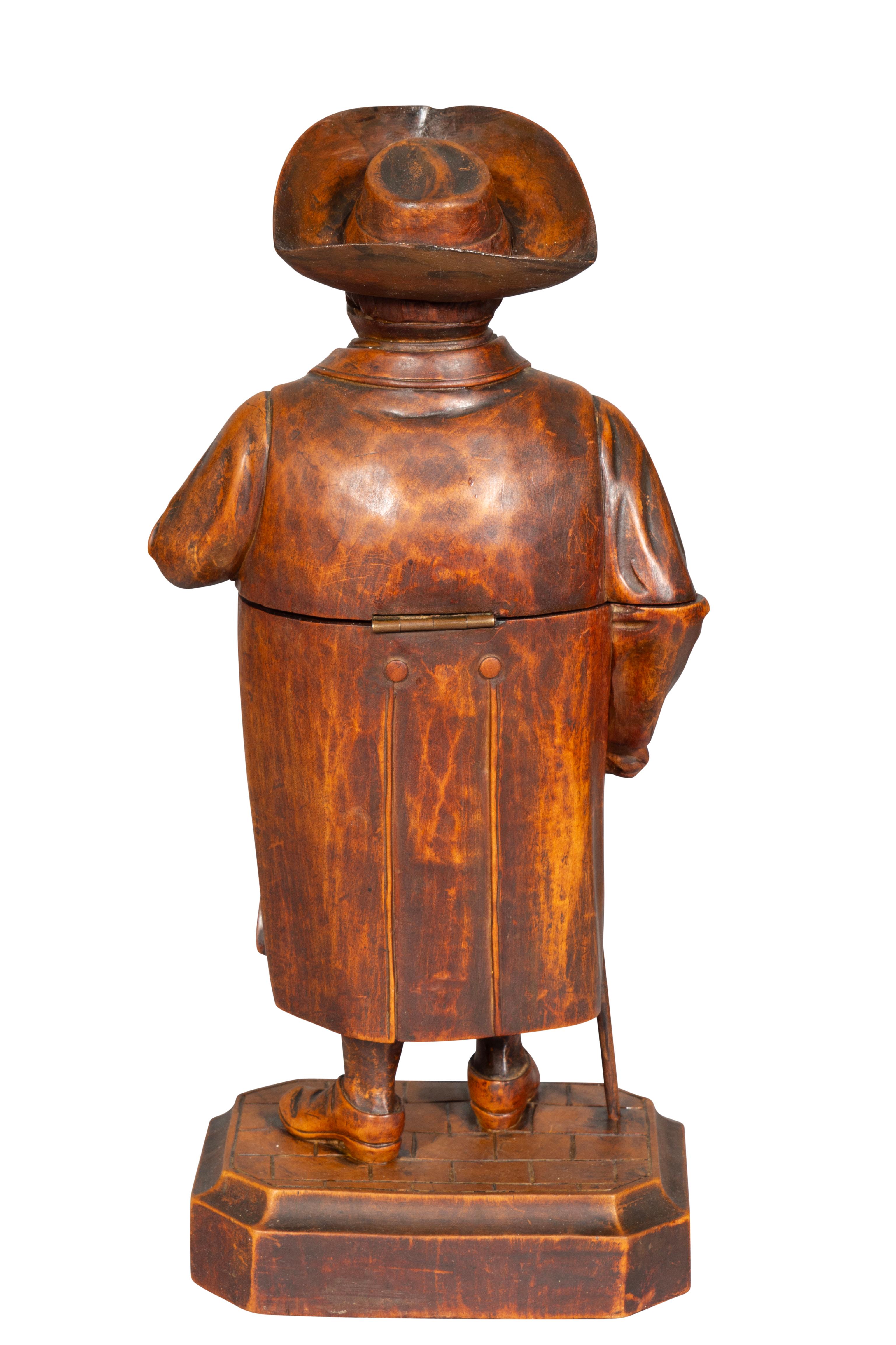Victorian Carved Walnut Figural Tobacco Box In Good Condition For Sale In Essex, MA