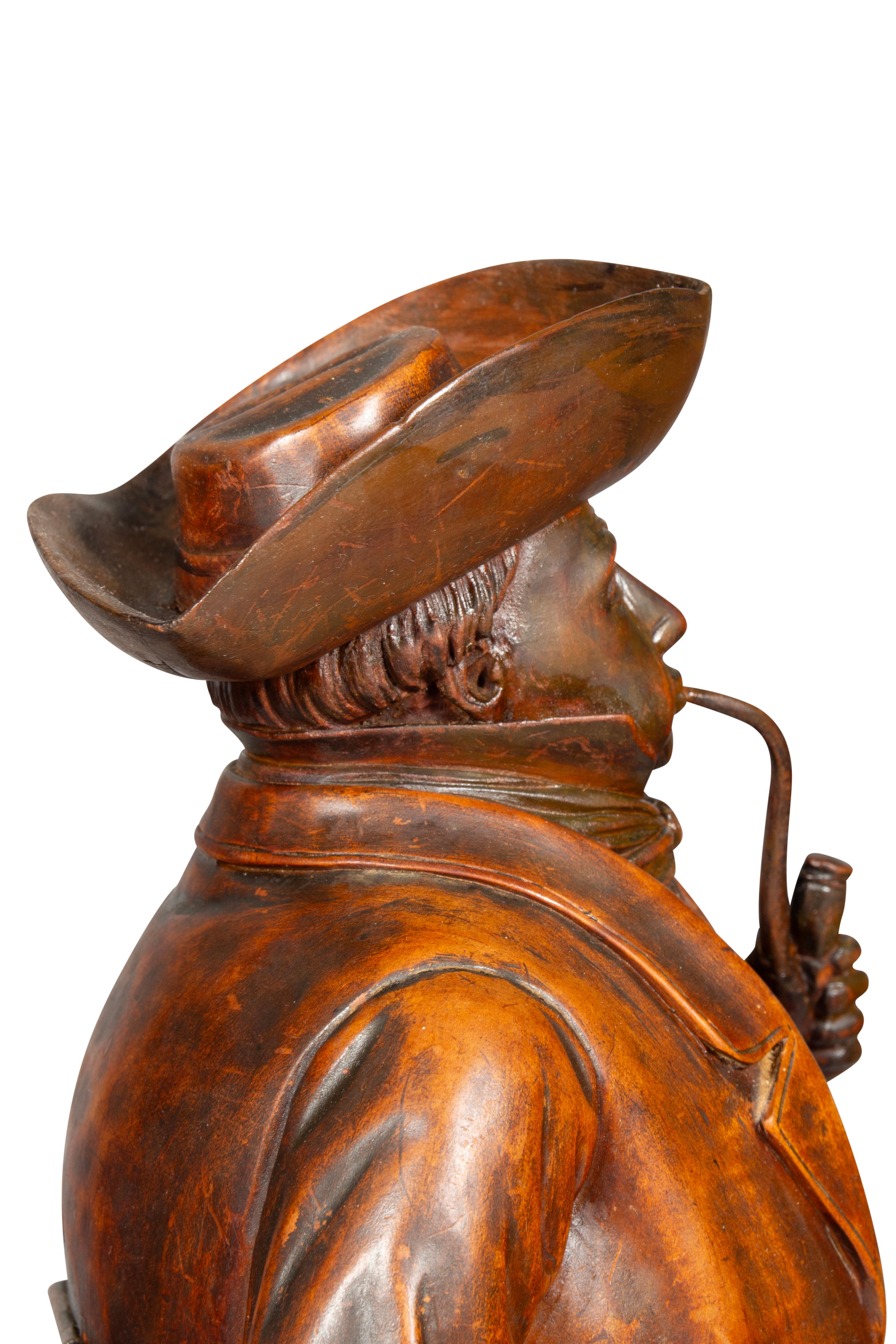 Victorian Carved Walnut Figural Tobacco Box For Sale 3
