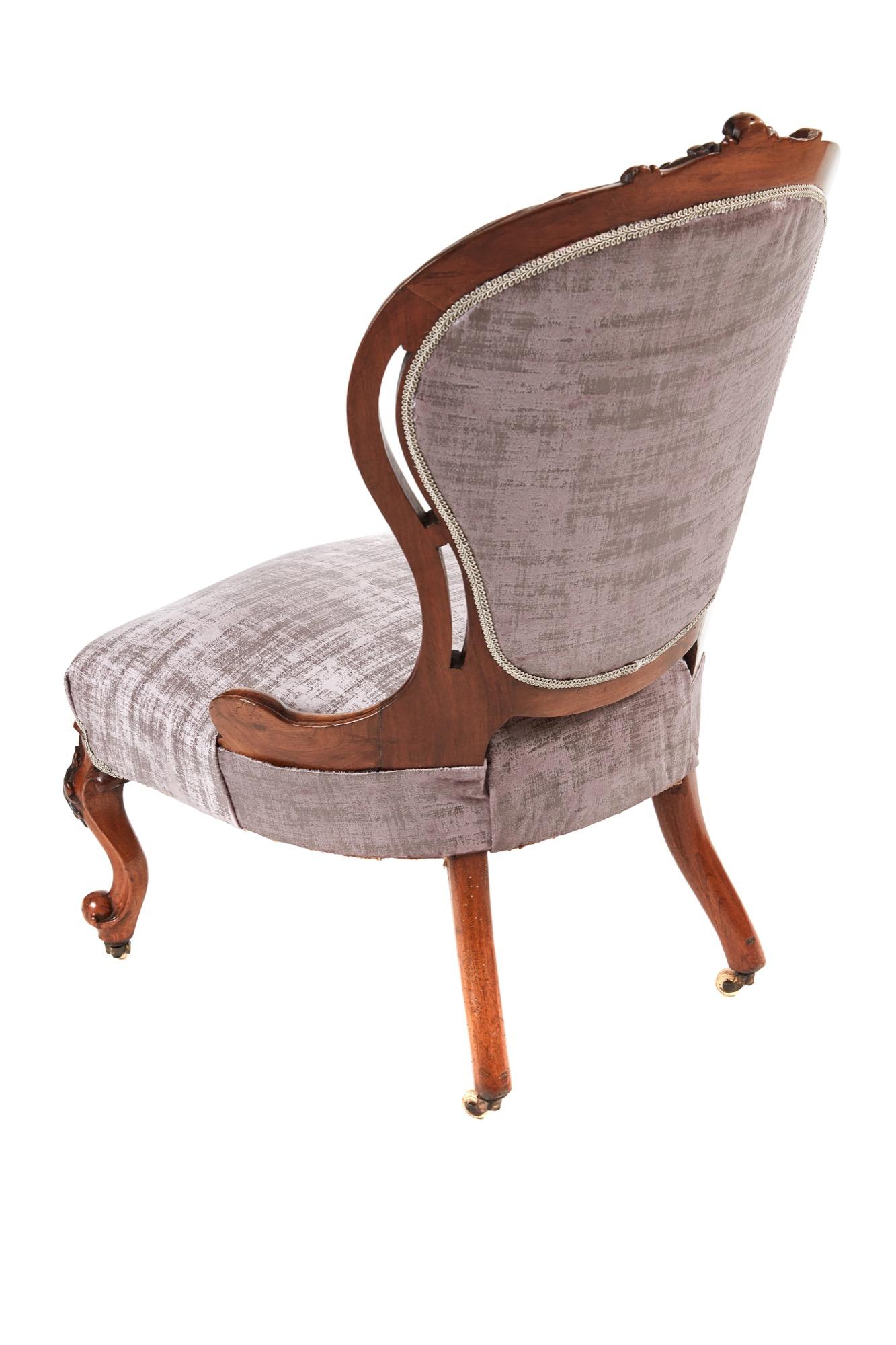 Antique Victorian Carved Walnut Ladies Chair 4