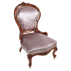 Antique Victorian Carved Walnut Ladies Chair