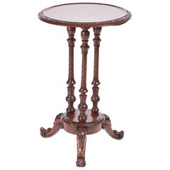 Victorian Carved Walnut Lamp or Side Table