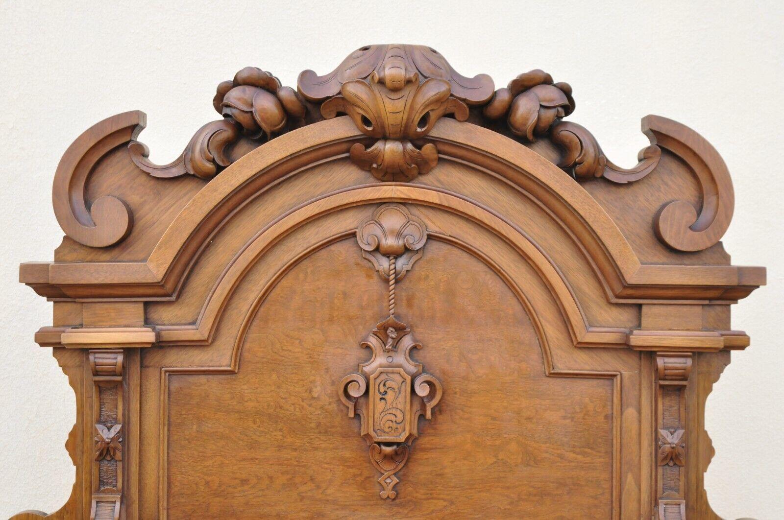 19th Century Victorian Carved Walnut Marble Top Custom Sideboard Buffet Cabinet w/ Backsplash For Sale
