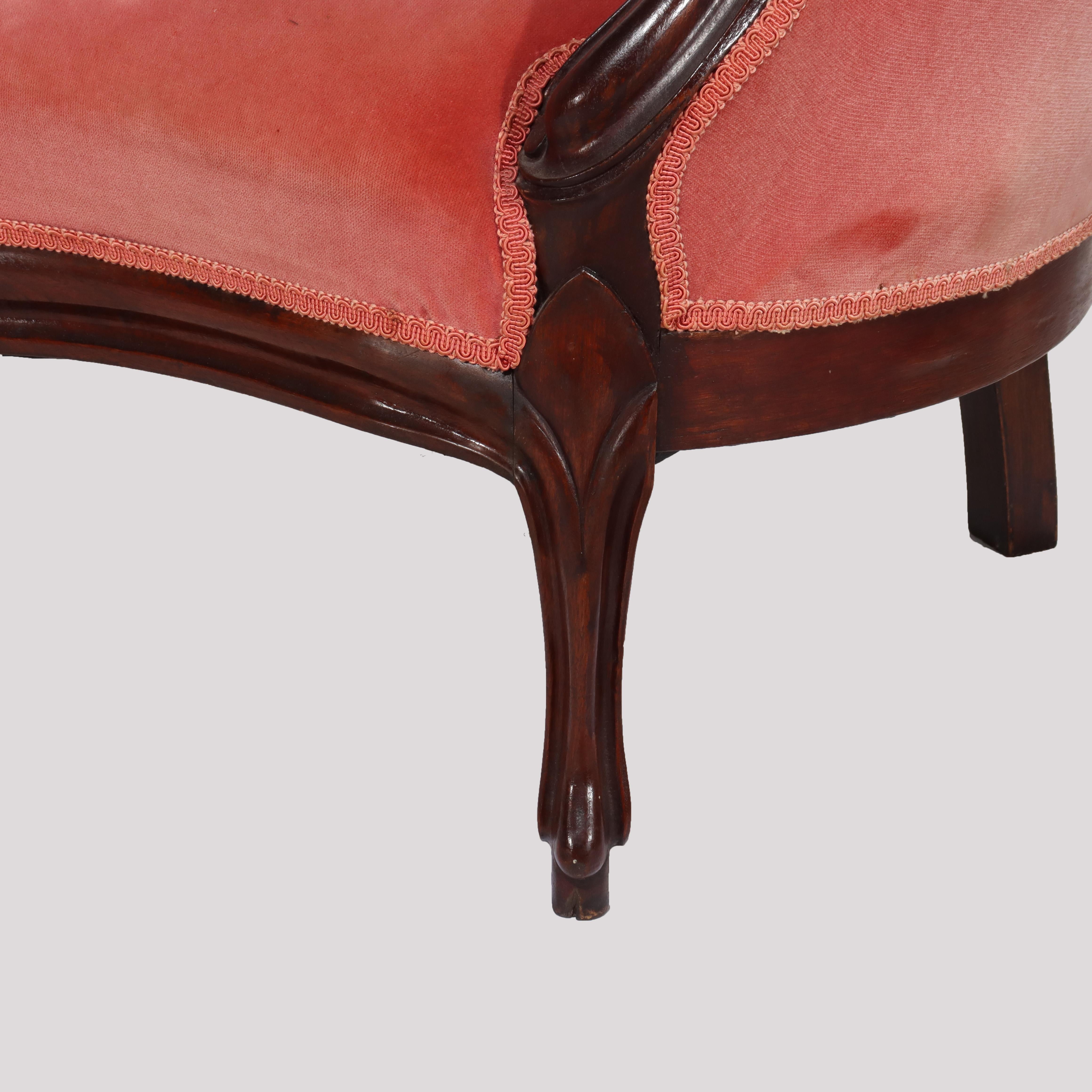 19th Century Victorian Carved Walnut Medallion-Back Settee c1890 For Sale