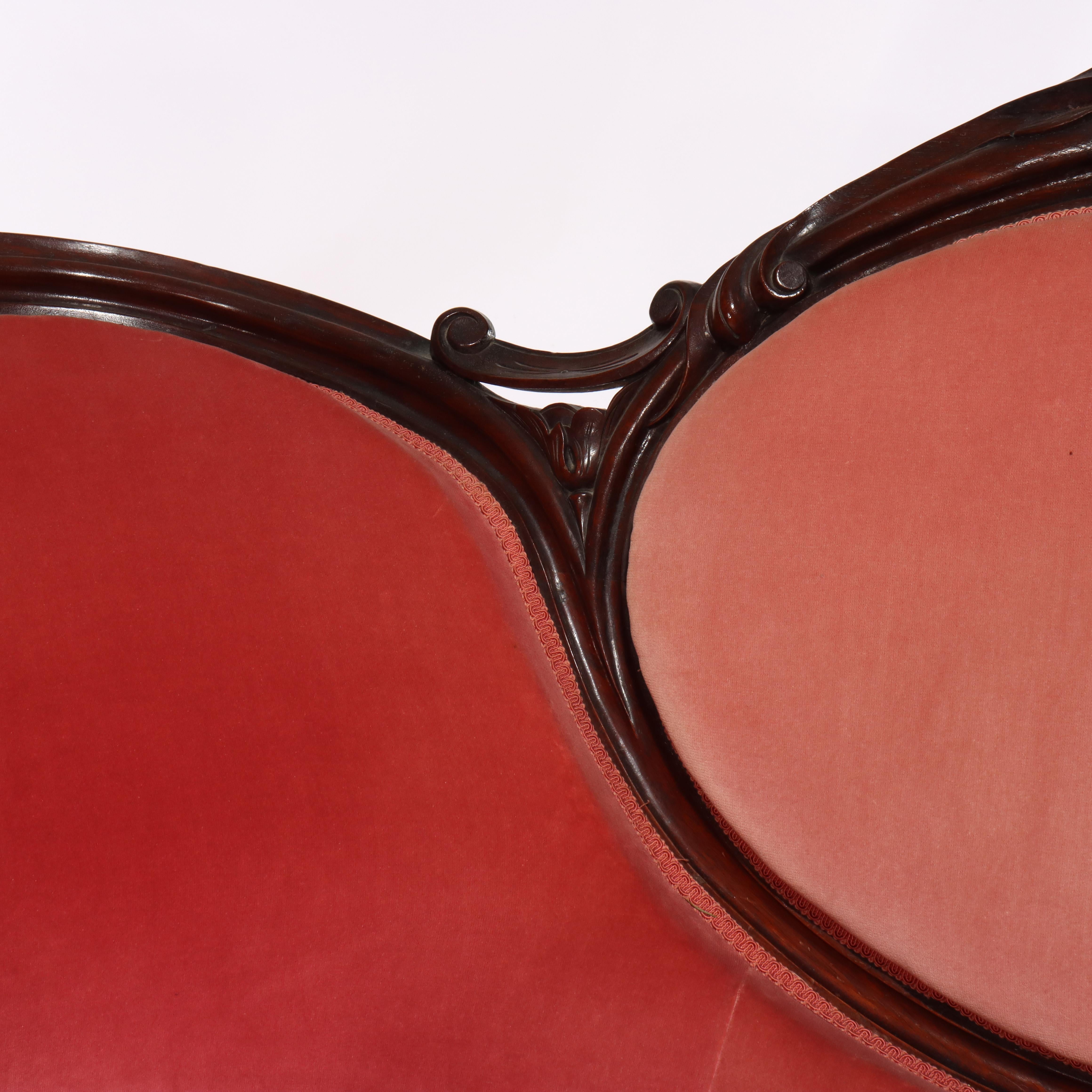 Victorian Carved Walnut Medallion-Back Settee c1890 For Sale 3