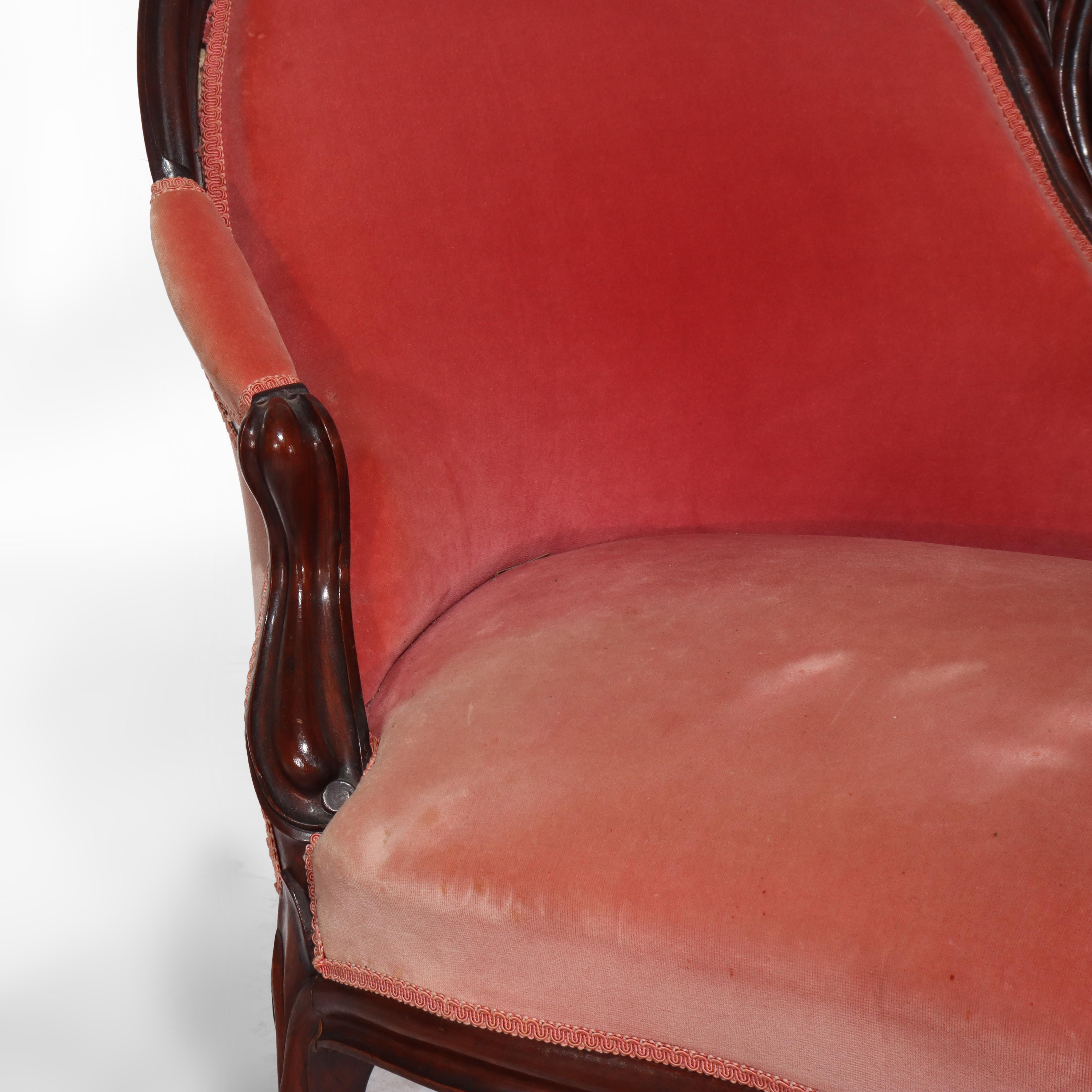Victorian Carved Walnut Medallion-Back Settee c1890 For Sale 4