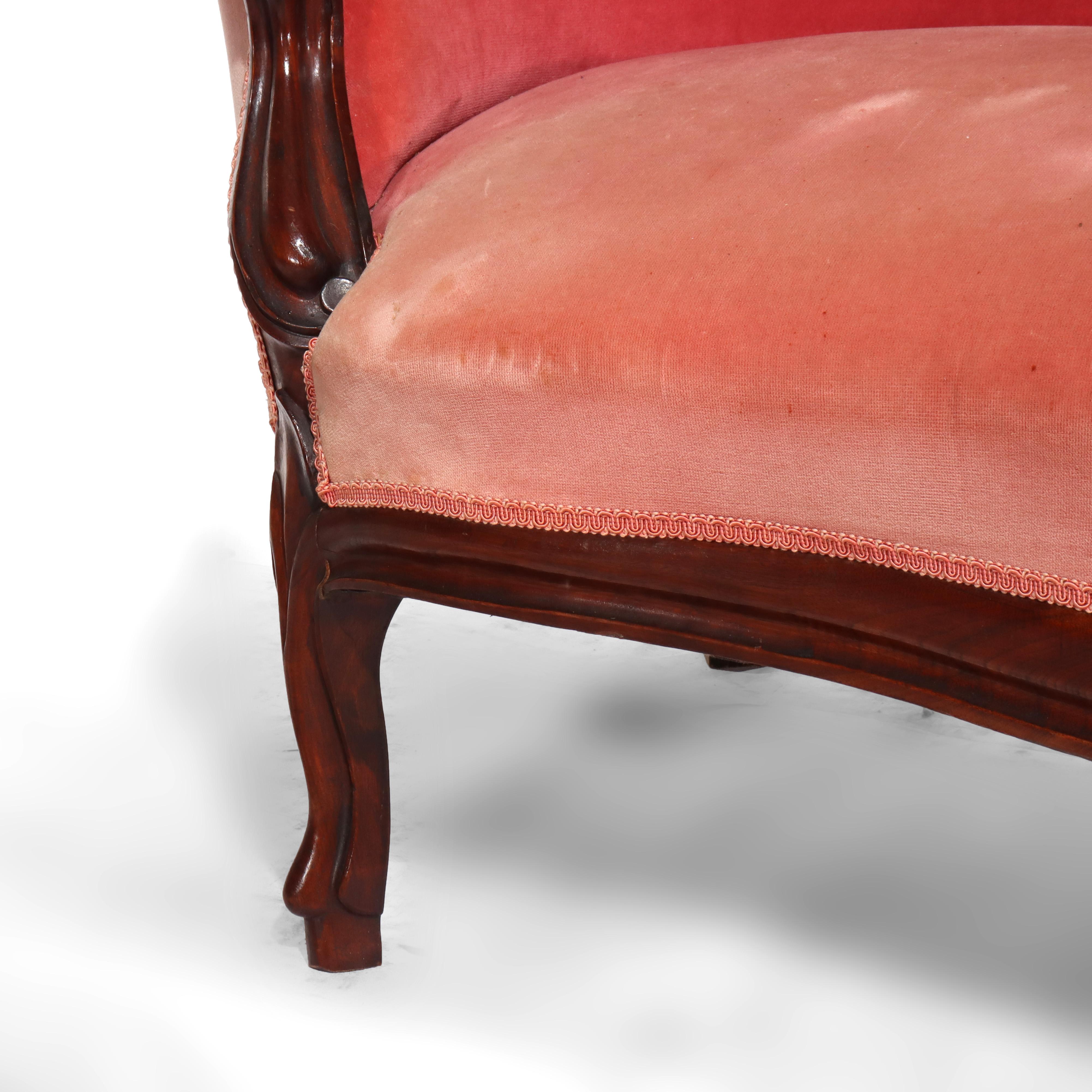 Victorian Carved Walnut Medallion-Back Settee c1890 For Sale 5