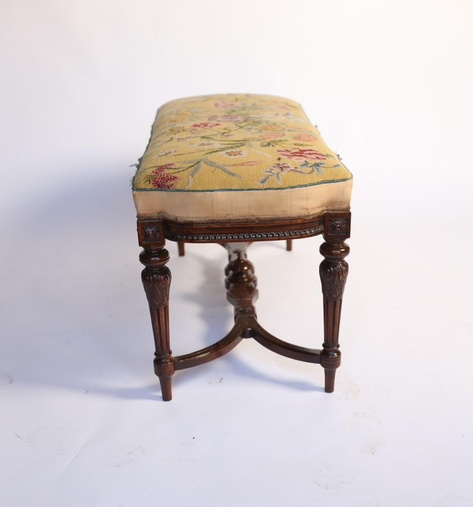 Victorian Carved Walnut stool / Window seat For Sale 1