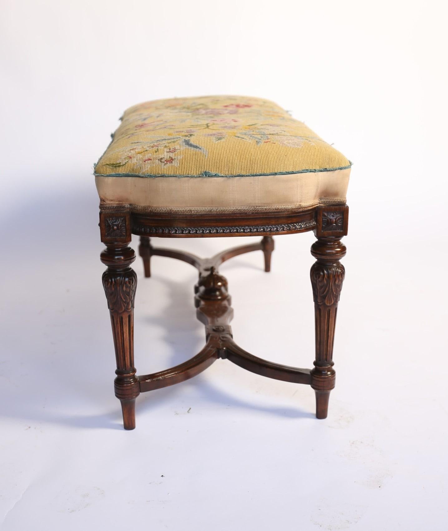 Victorian Carved Walnut stool / Window seat For Sale 2