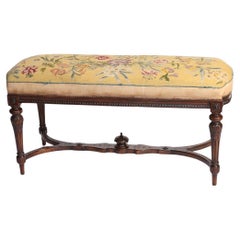 Victorian Carved Walnut stool / Window seat