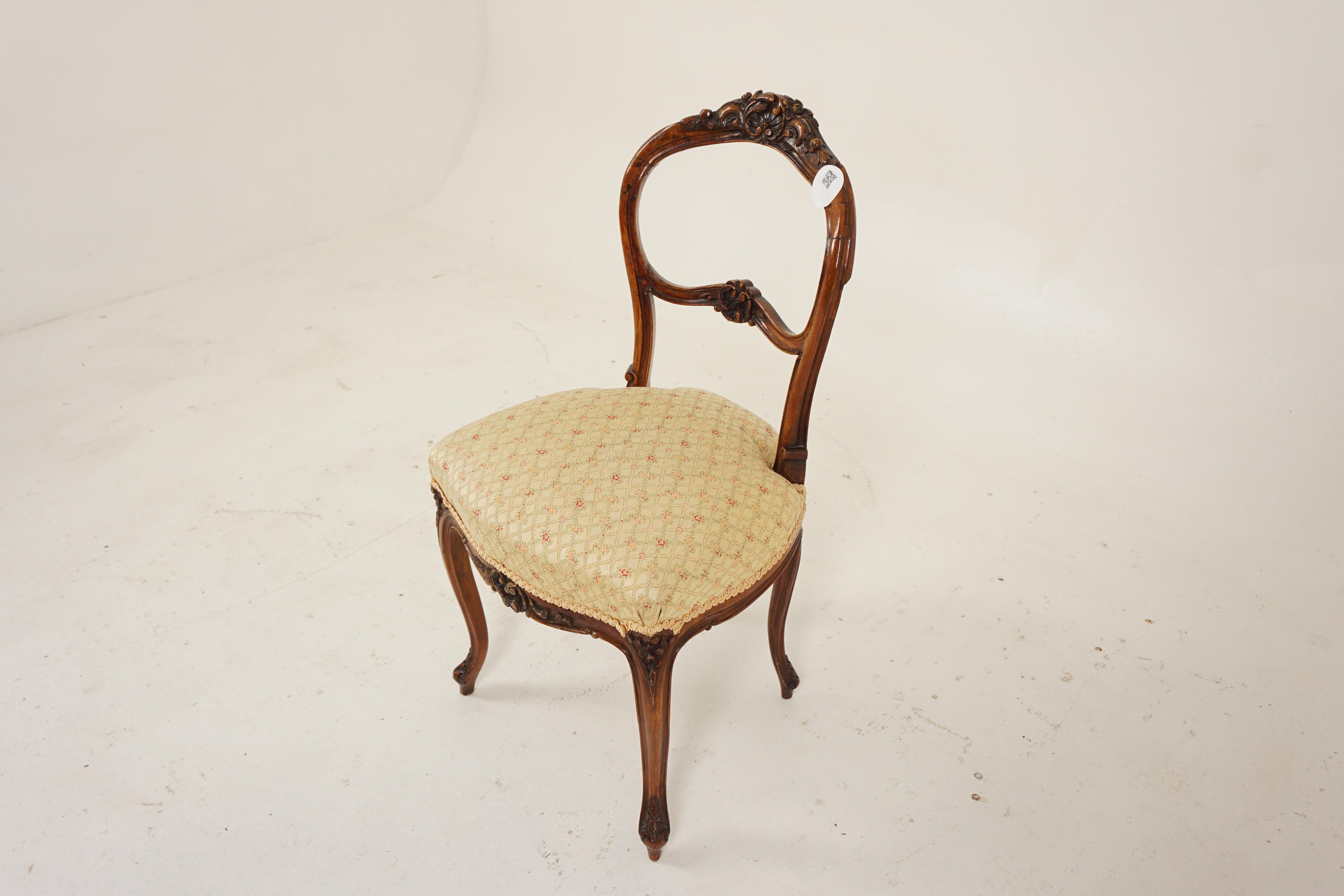 Antique Victorian Carved Walnut upholstered needlepoint occasional chair, Scotland 1870, H693

Scotland 1870
Solid Walnut
Original Finish
Carved shaped back
Upholstered needlepoint seat
Standing on cabriole legs
Nice quality and in good solid