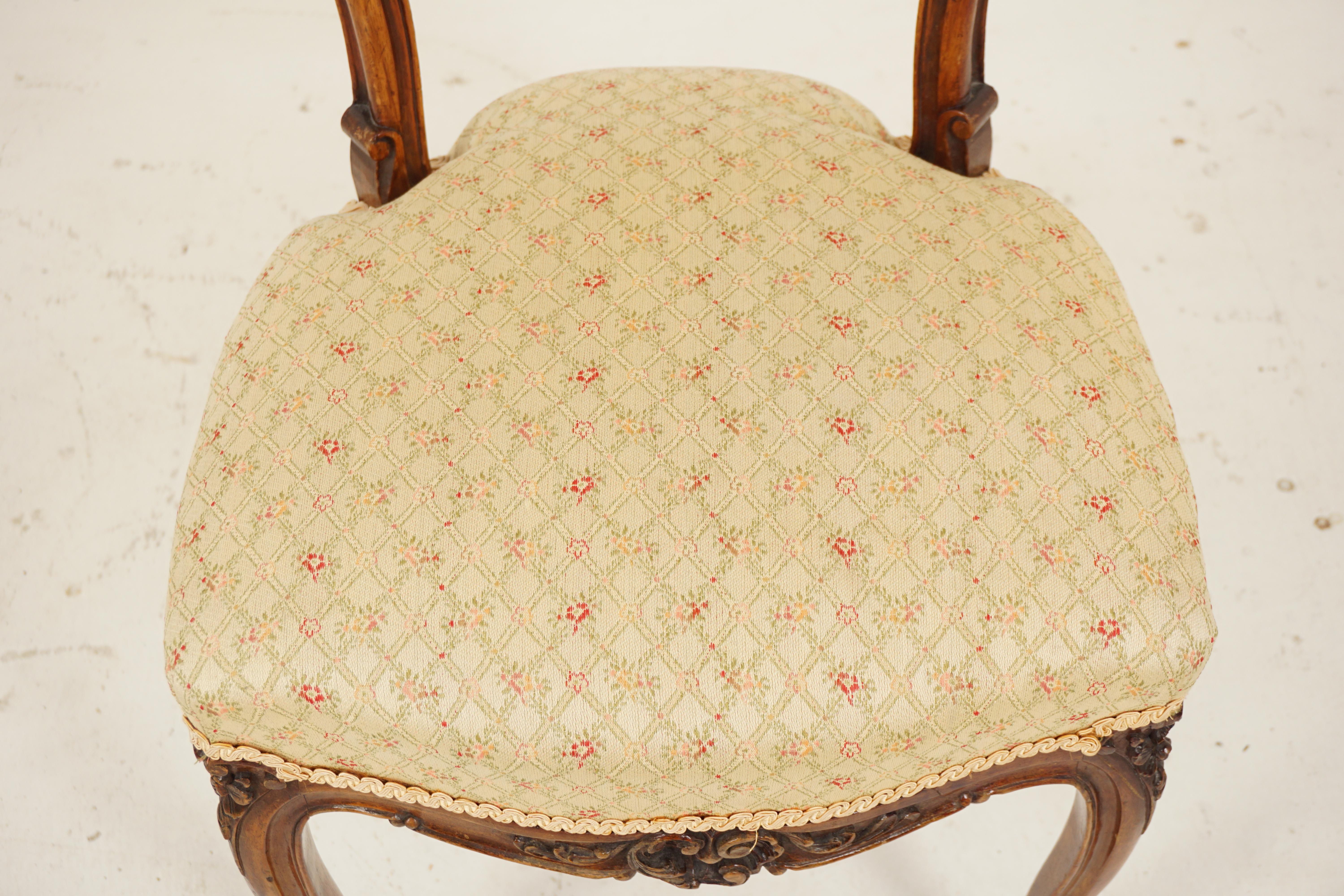 Victorian Carved Walnut Upholstered Needlepoint Chair, Scotland 1870, H693 1