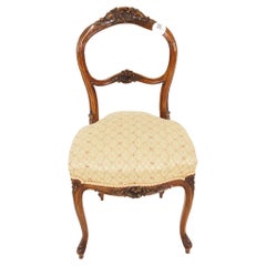 Victorian Carved Walnut Upholstered Needlepoint Chair, Scotland 1870, H693