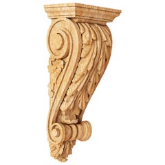 Baroque Carved Wood Corbel for Interior, Unfinished Custom Bracket