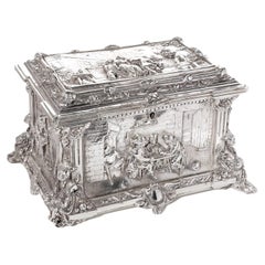 Victorian casket box with tavern and country scenes 