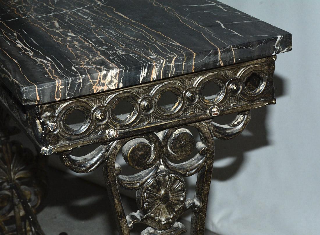 American Victorian Cast and Wrought Iron Console Table