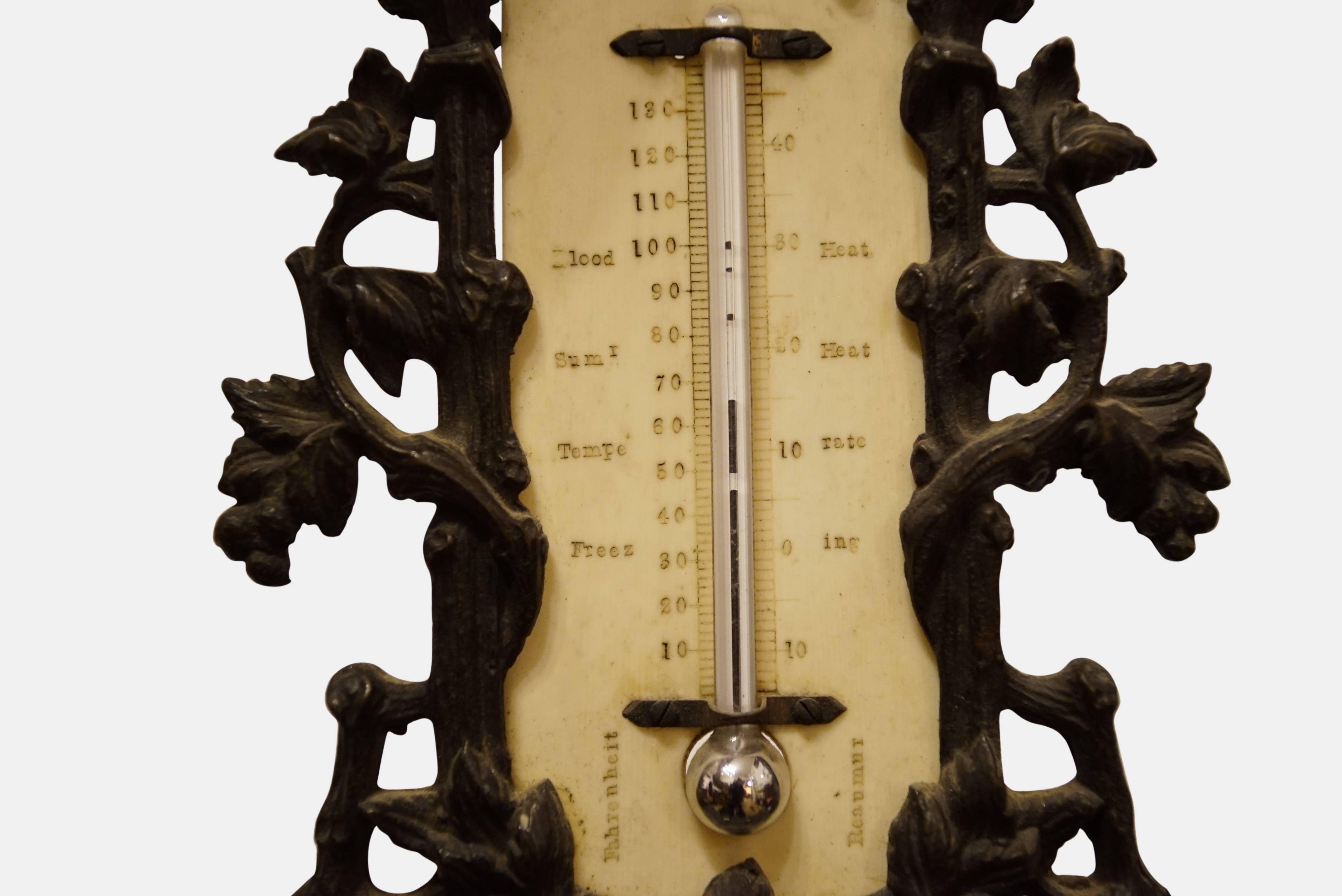 19th Century Victorian Cast Iron and Bone Desk Thermometer