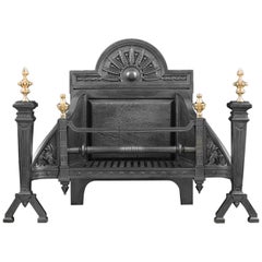 Victorian Cast Iron and Brass Fire Grate