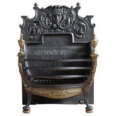 Victorian Cast Iron and Brass Fire Grate