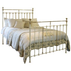 Antique Victorian Cast Iron Bed in Cream, MK156