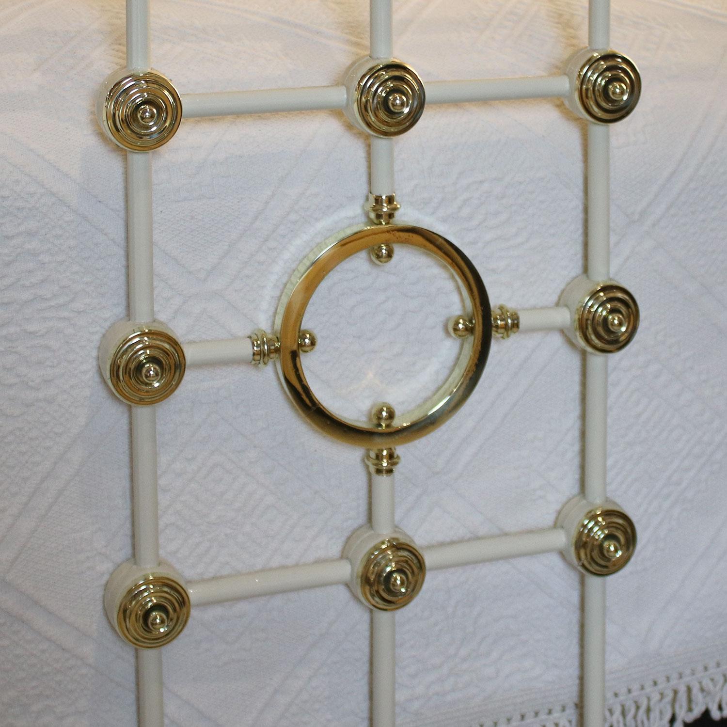 British Victorian Cast Iron Bed in Cream, MK173