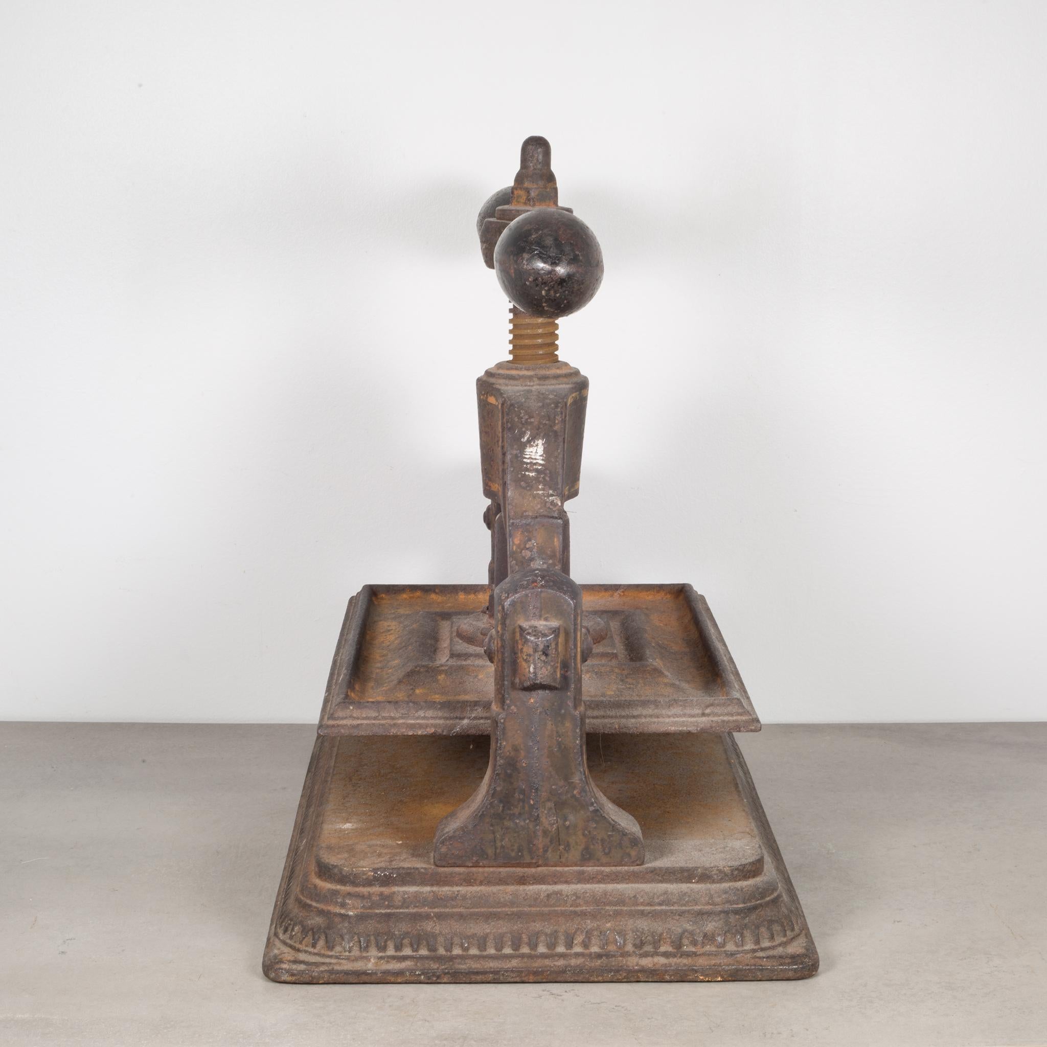 Industrial Victorian Cast Iron Book Press, circa 1890