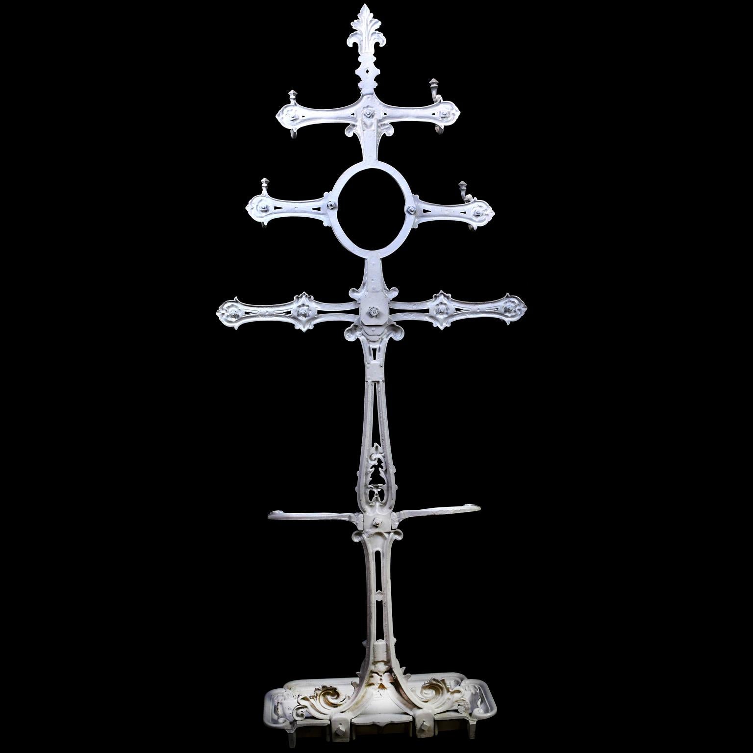 Late Victorian Victorian Cast Iron Coat or Hat Rack with Umbrella Stand, circa 1870 For Sale