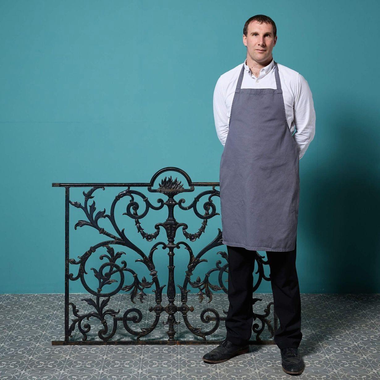 A decorative Victorian era cast iron decorative railing panel by George Wright & Co, Rotherham (stamped). This is one of various similar pieces we have available for sale, each usable as individual decorative panels or together as a balcony or