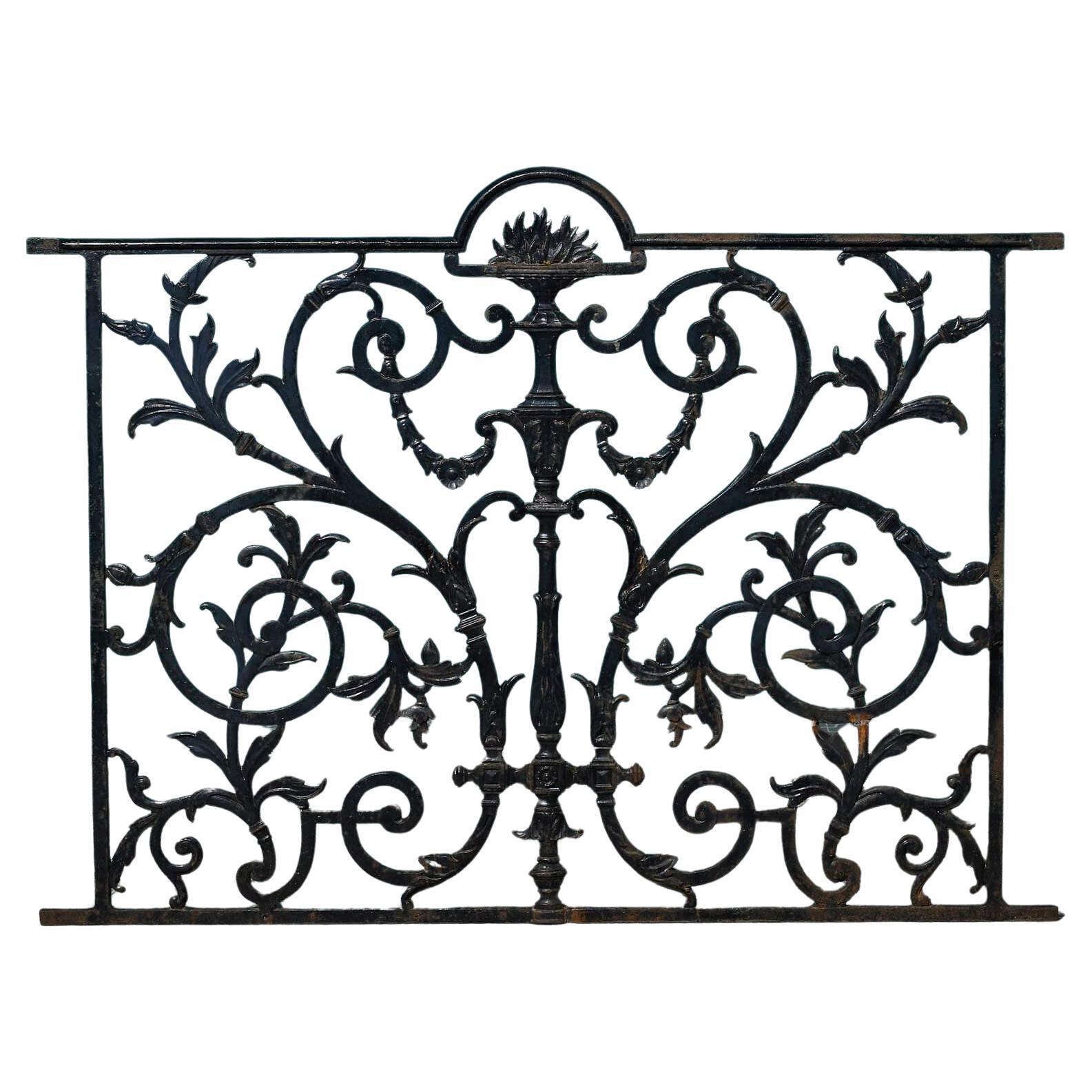 Panel decorativo de barandilla victoriana de hierro fundido