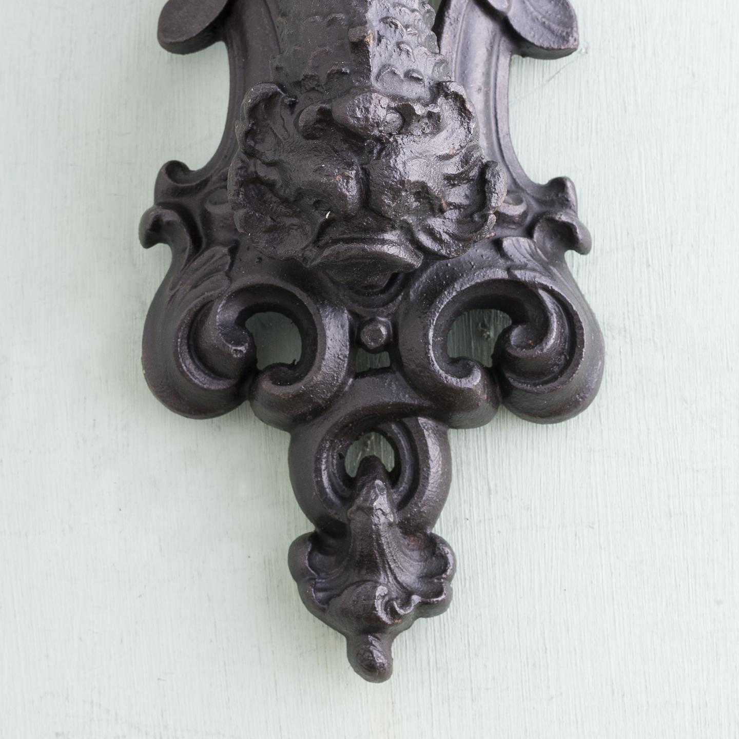 Traditional Antique Victorian Style Grecian Goddess Cast Iron Door Knocker Black 