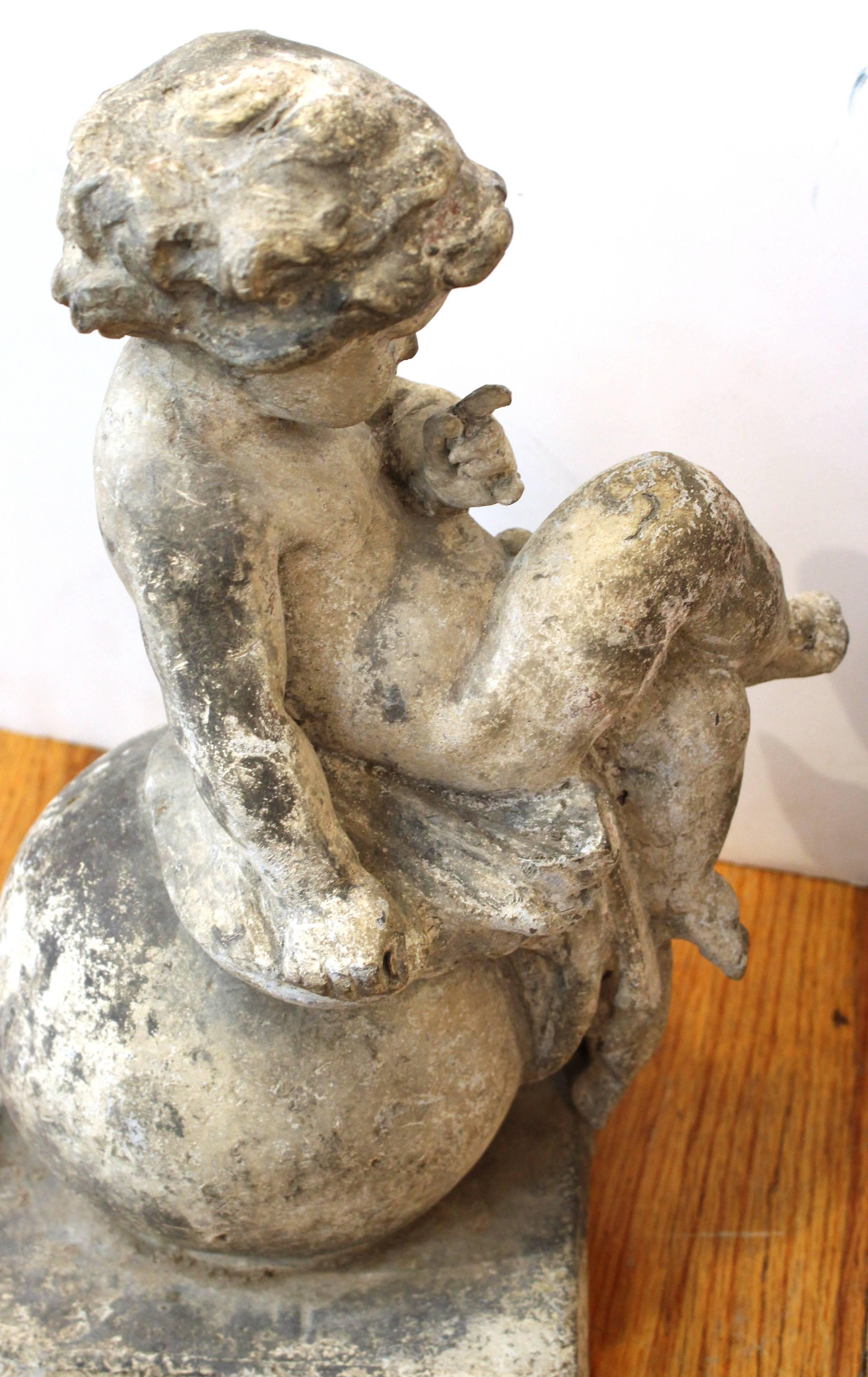 19th Century Victorian Cast Iron Fountain of Woman with an Urn and Two Putti For Sale