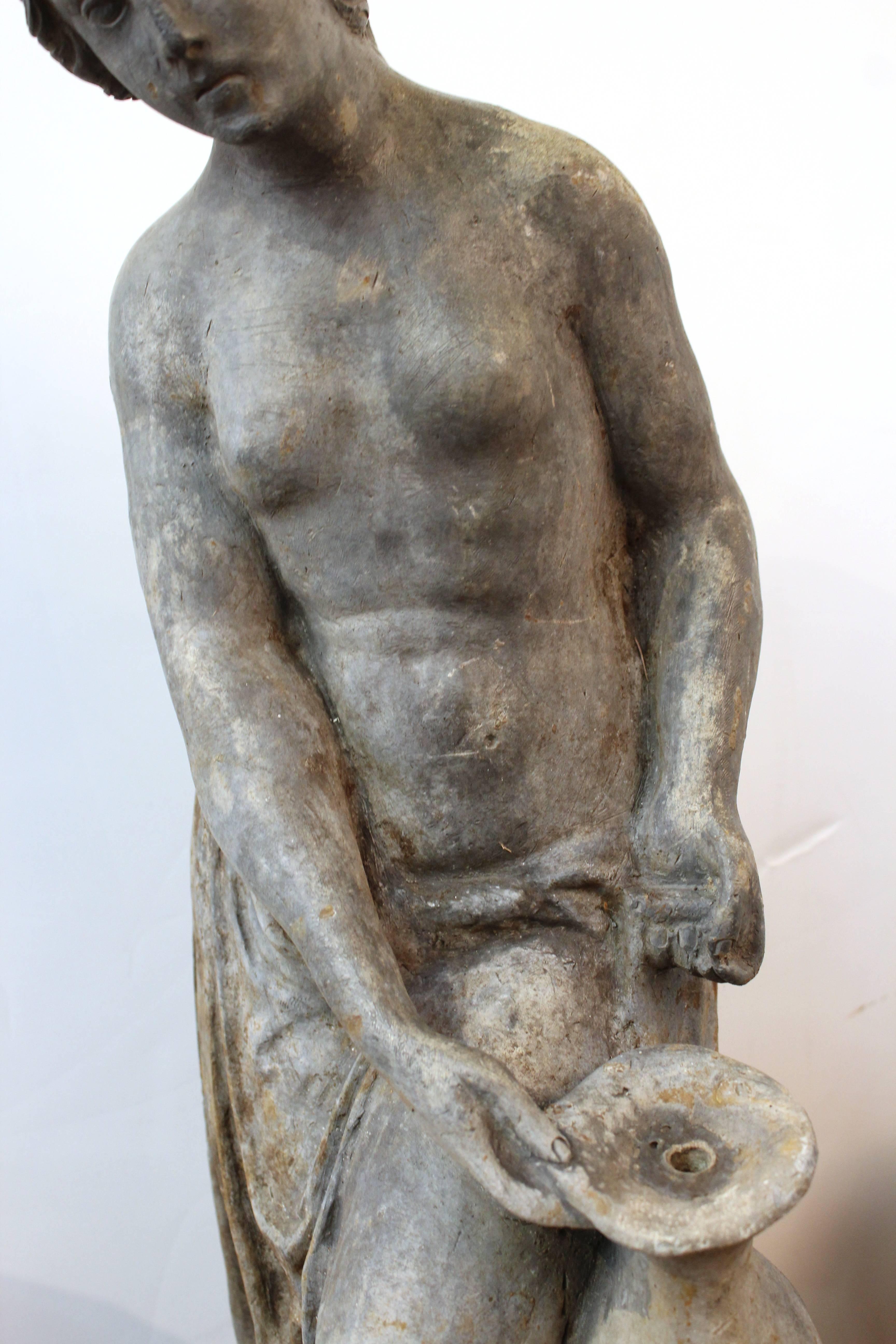 Victorian Cast Iron Fountain of Woman with an Urn and Two Putti 2