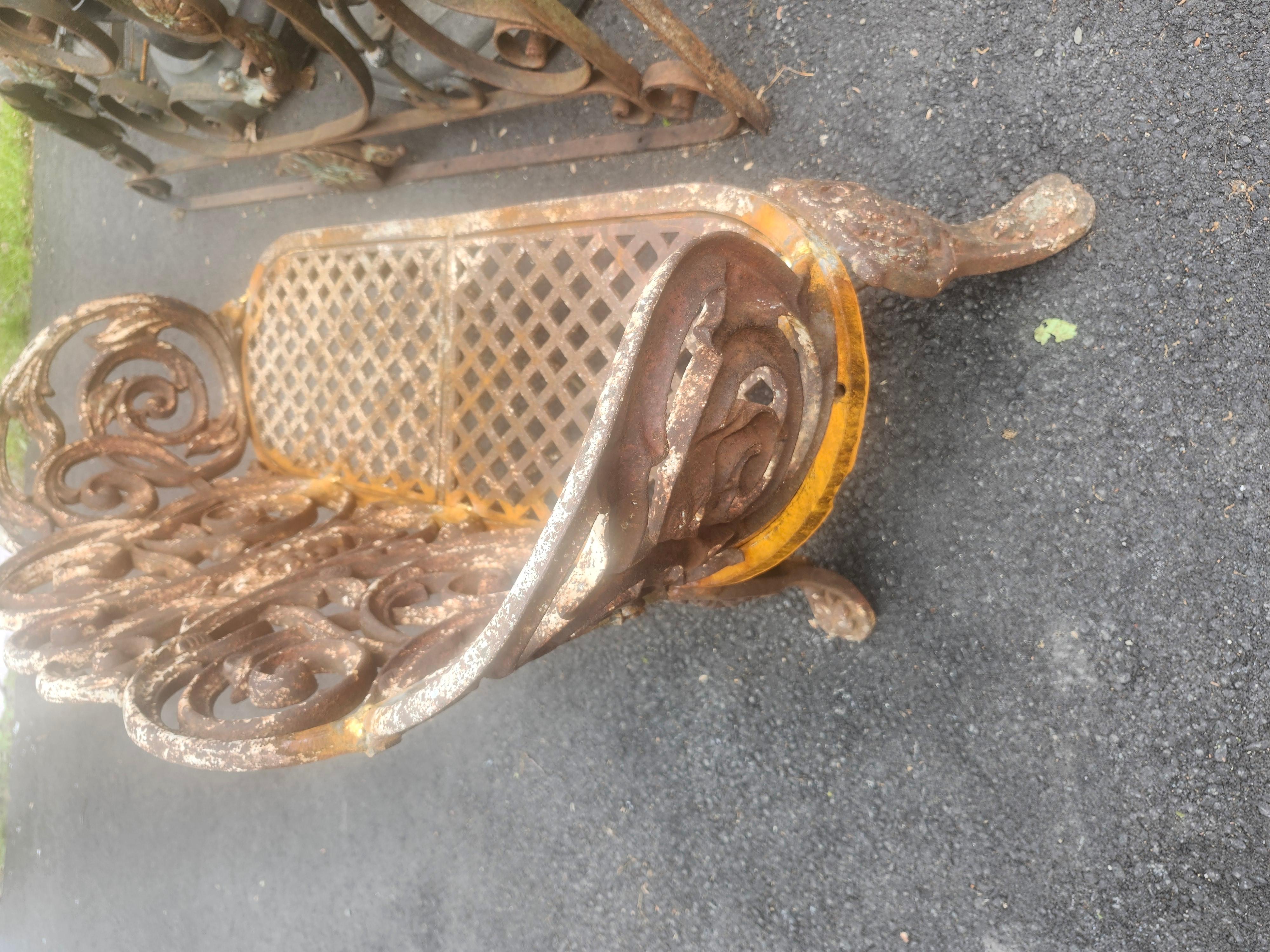 Victorian Cast Iron Garden Bench C 1870 For Sale 8