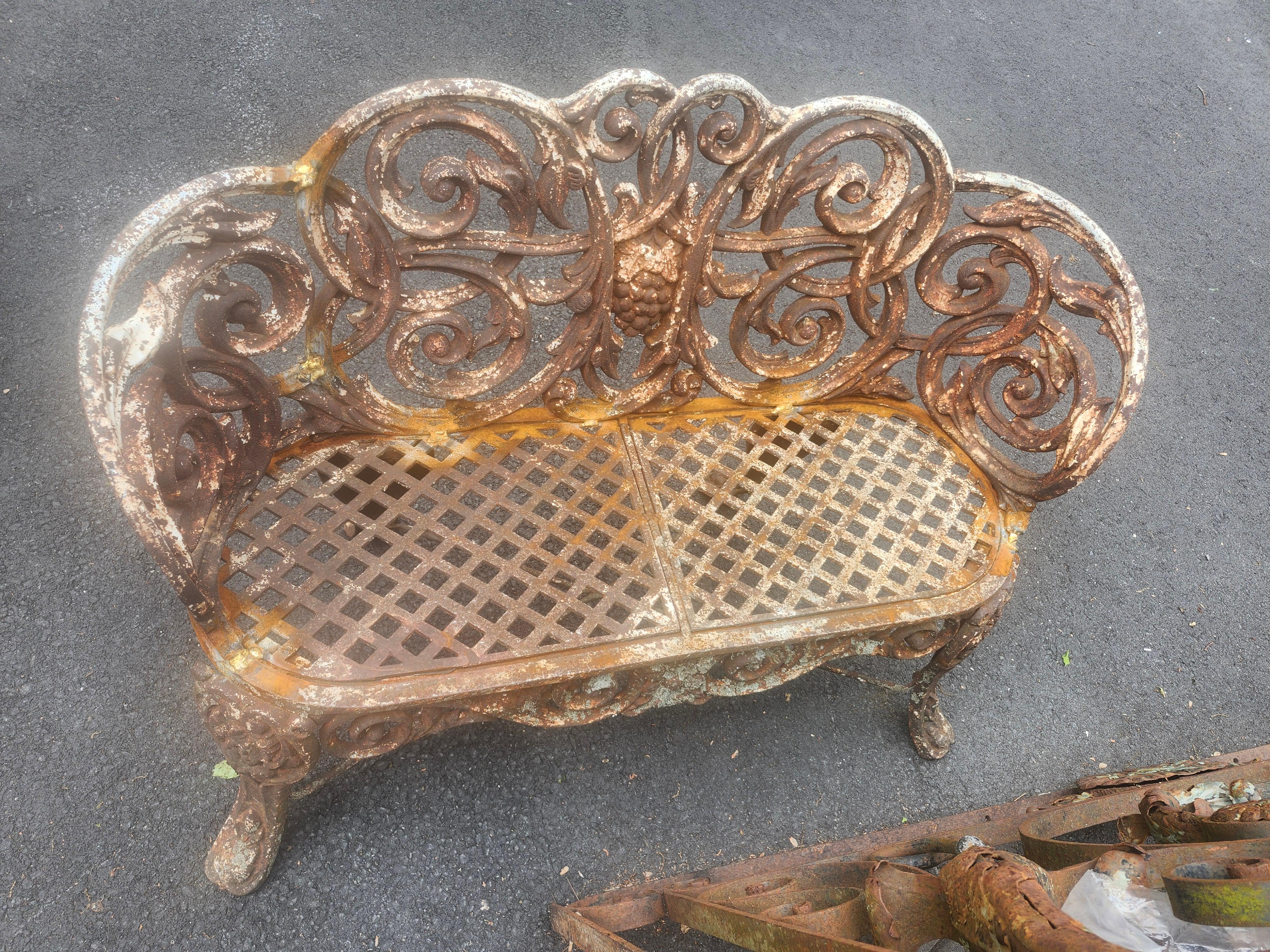 Victorian Cast Iron Garden Bench C 1870 For Sale 9