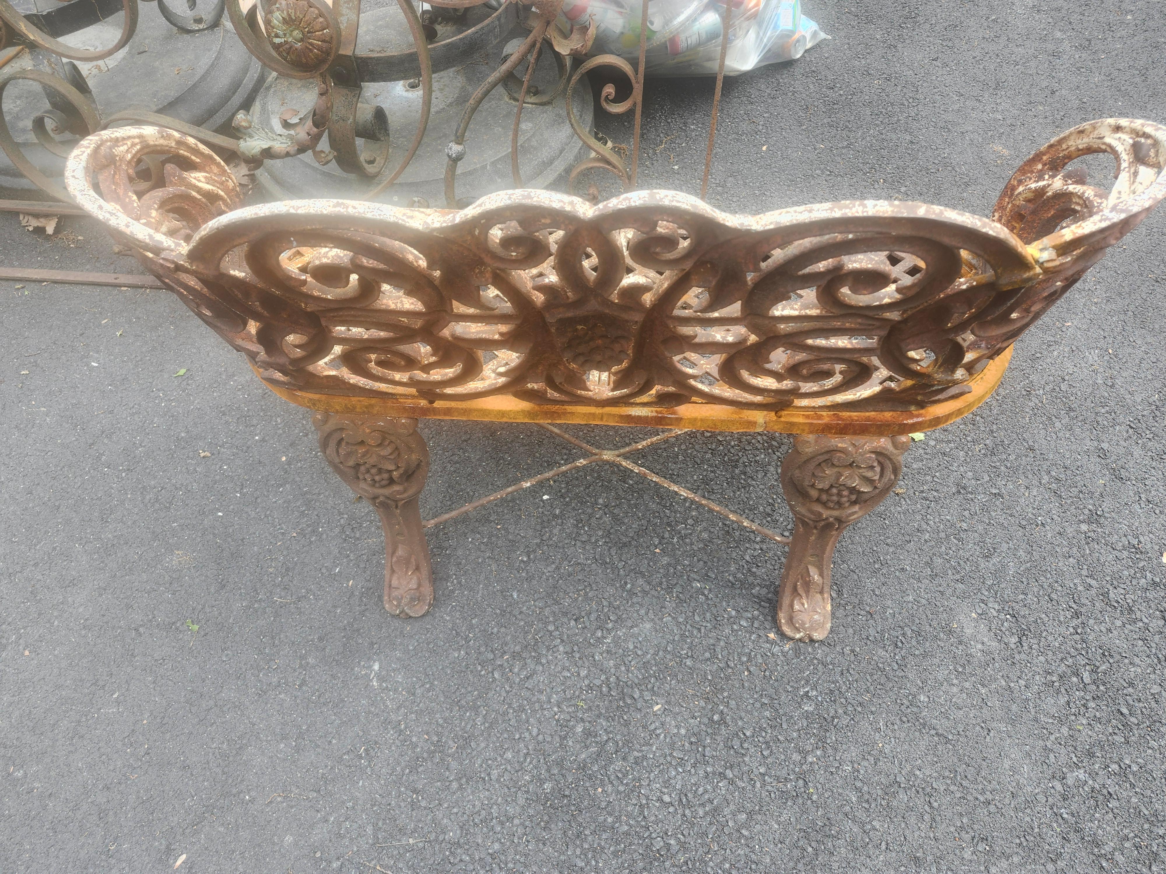 Victorian Cast Iron Garden Bench C 1870 For Sale 10
