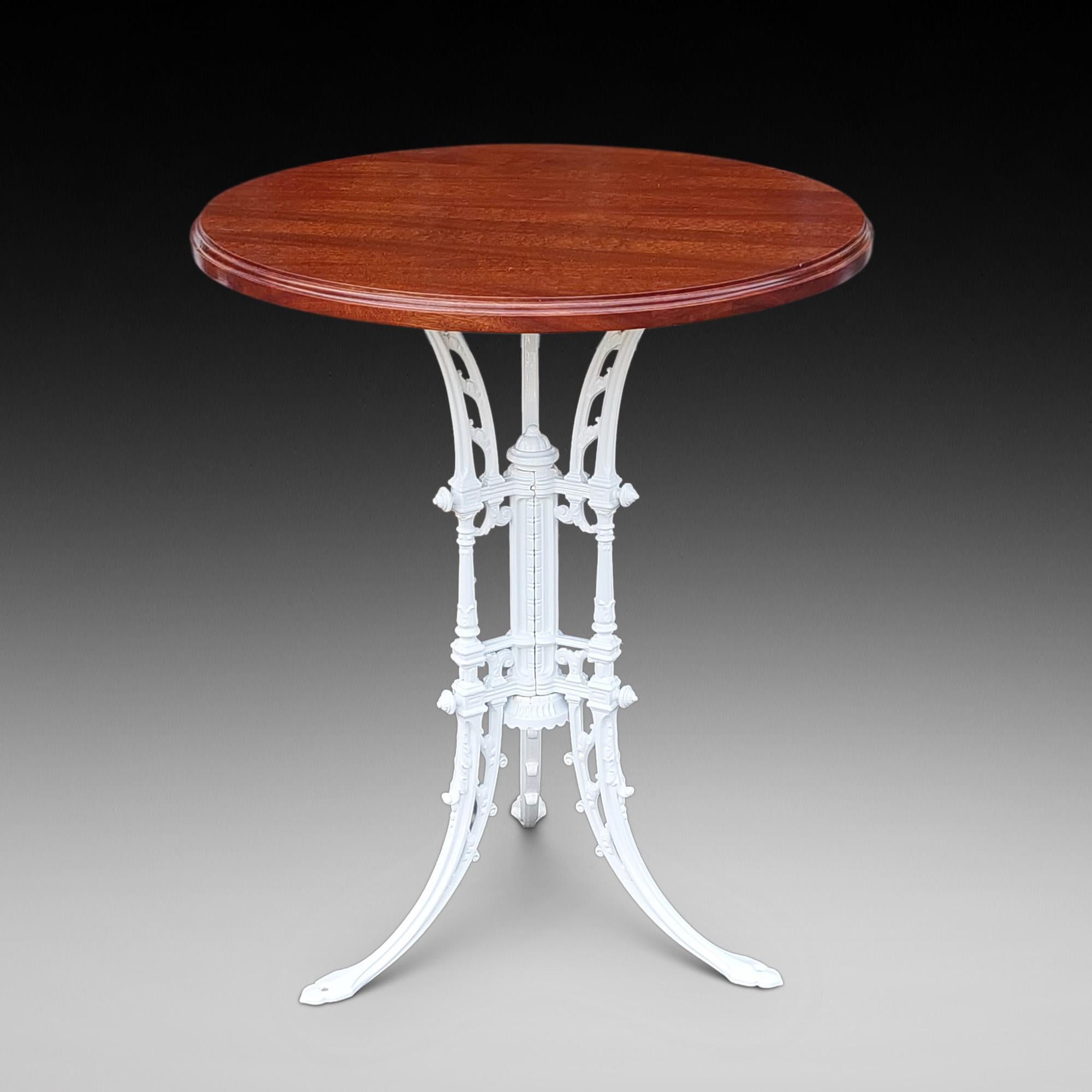 Victorian Cast Iron Garden Table - with replacement Sapele Mahogany Top - 24