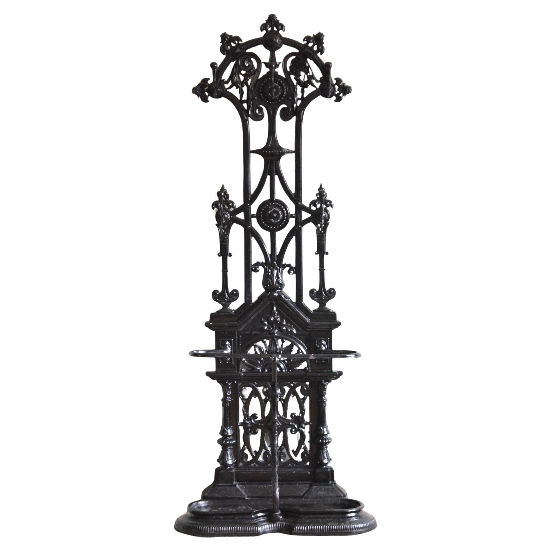 Art Nouveau Victorian Cast Iron Hall Stand in the manner of Christopher Dresser