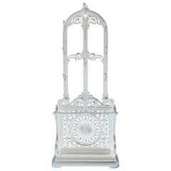 Antique Victorian Cast Iron Hall Stand in White