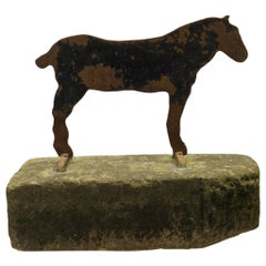 Victorian Cast Iron Horse Boot Scraper on Original Yorkshire Stone Base, c.1890
