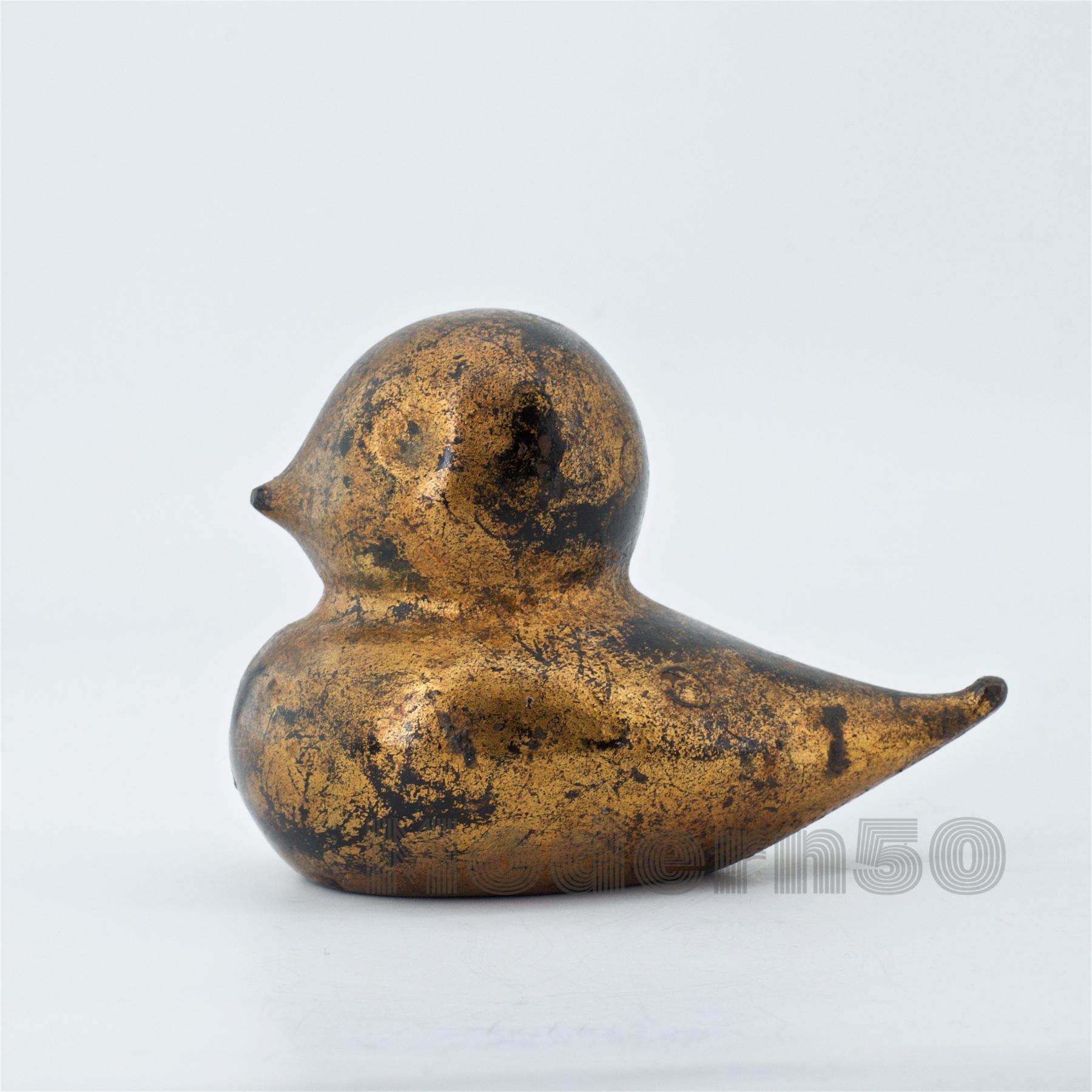 High Victorian Victorian Cast Iron Kewpie Duck Paperweight Statuette Metal Arts Blacksmith Bird