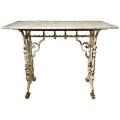 Victorian Cast Iron Marble-Top Outdoor Table