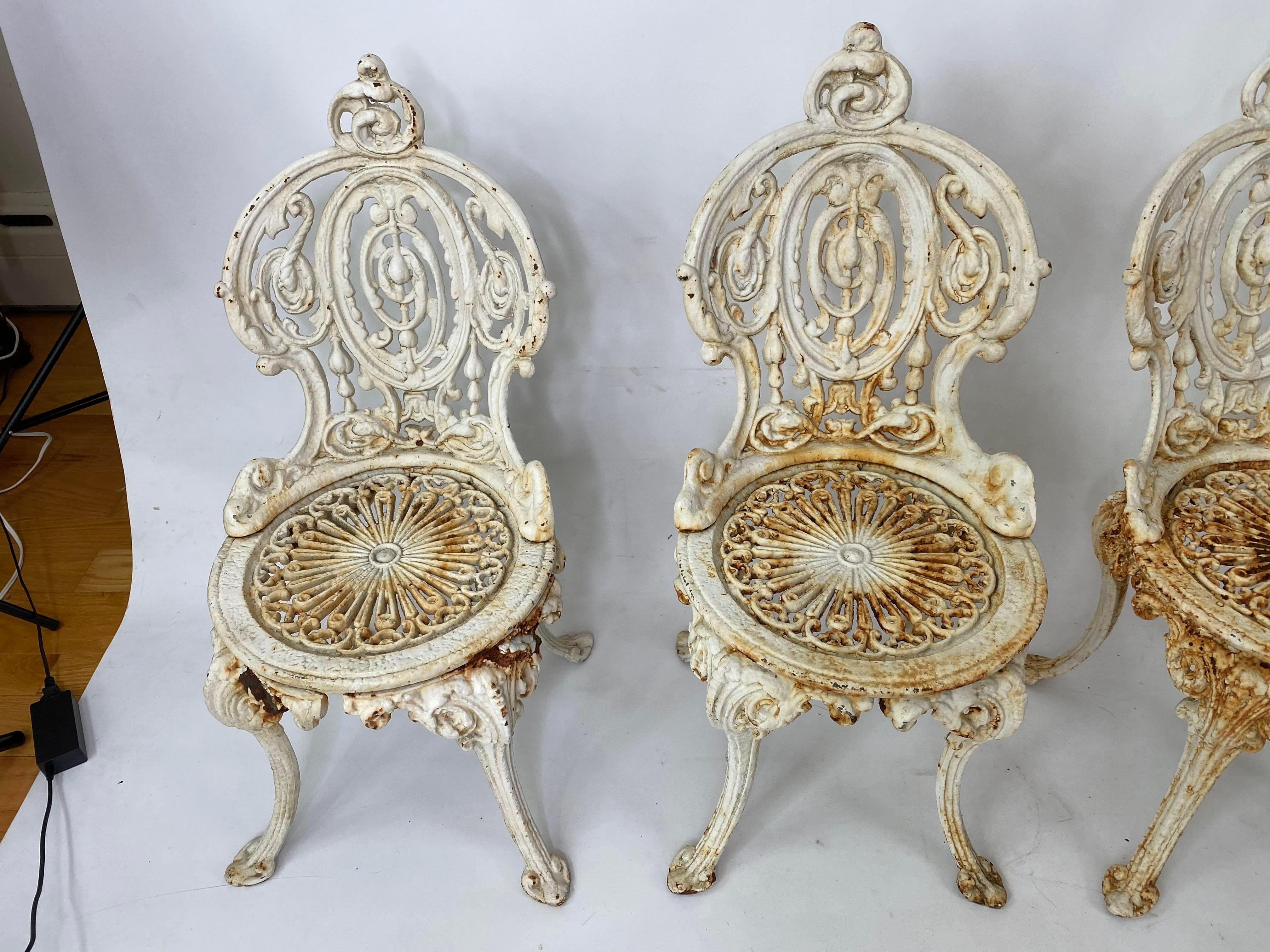 Late Victorian Victorian Cast Iron Outdoor Chairs, Set of 4