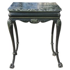 Antique Victorian Cast Iron Painted Marble Topped Console Table