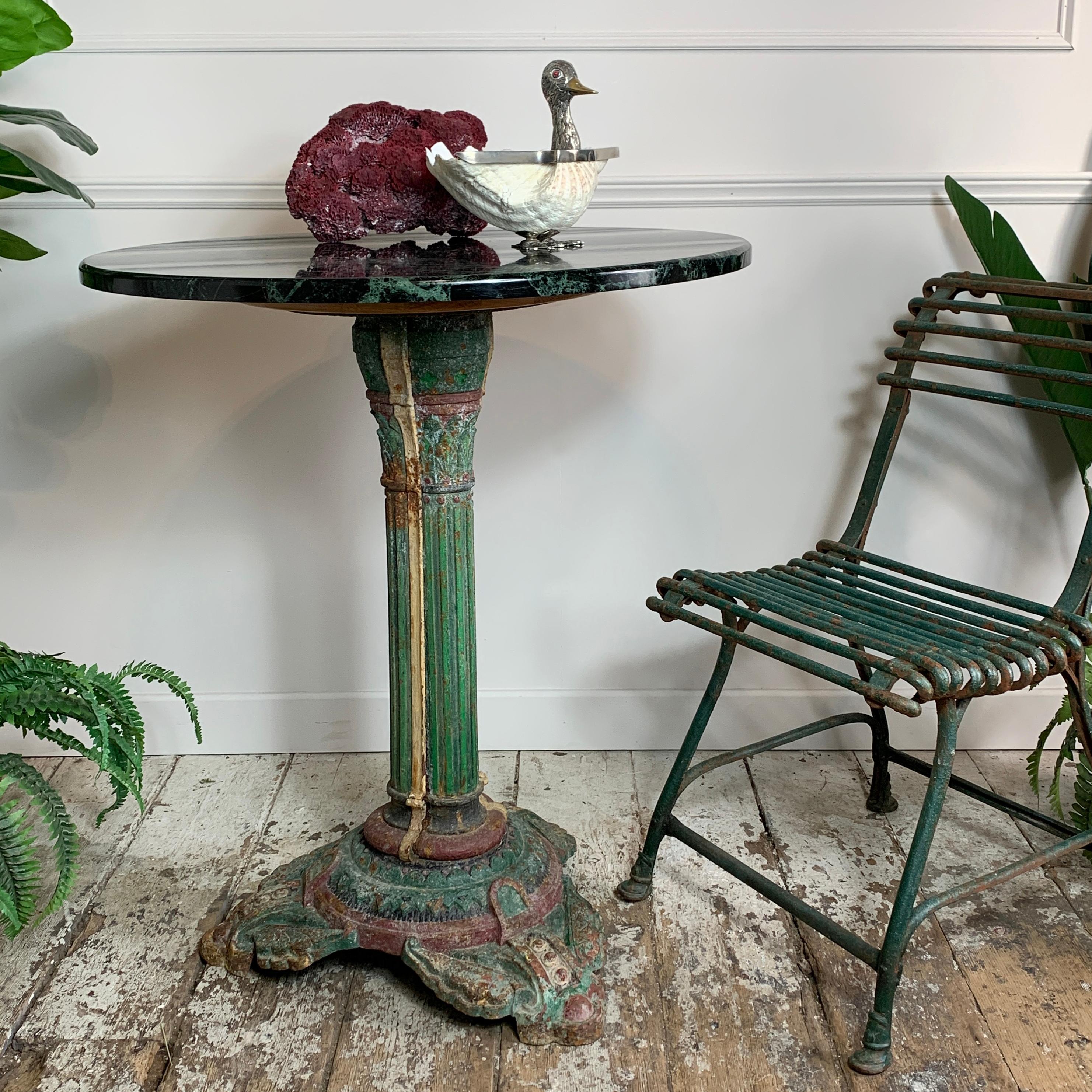 Victorian Cast Iron Painted Table with Italian Marble Top 1