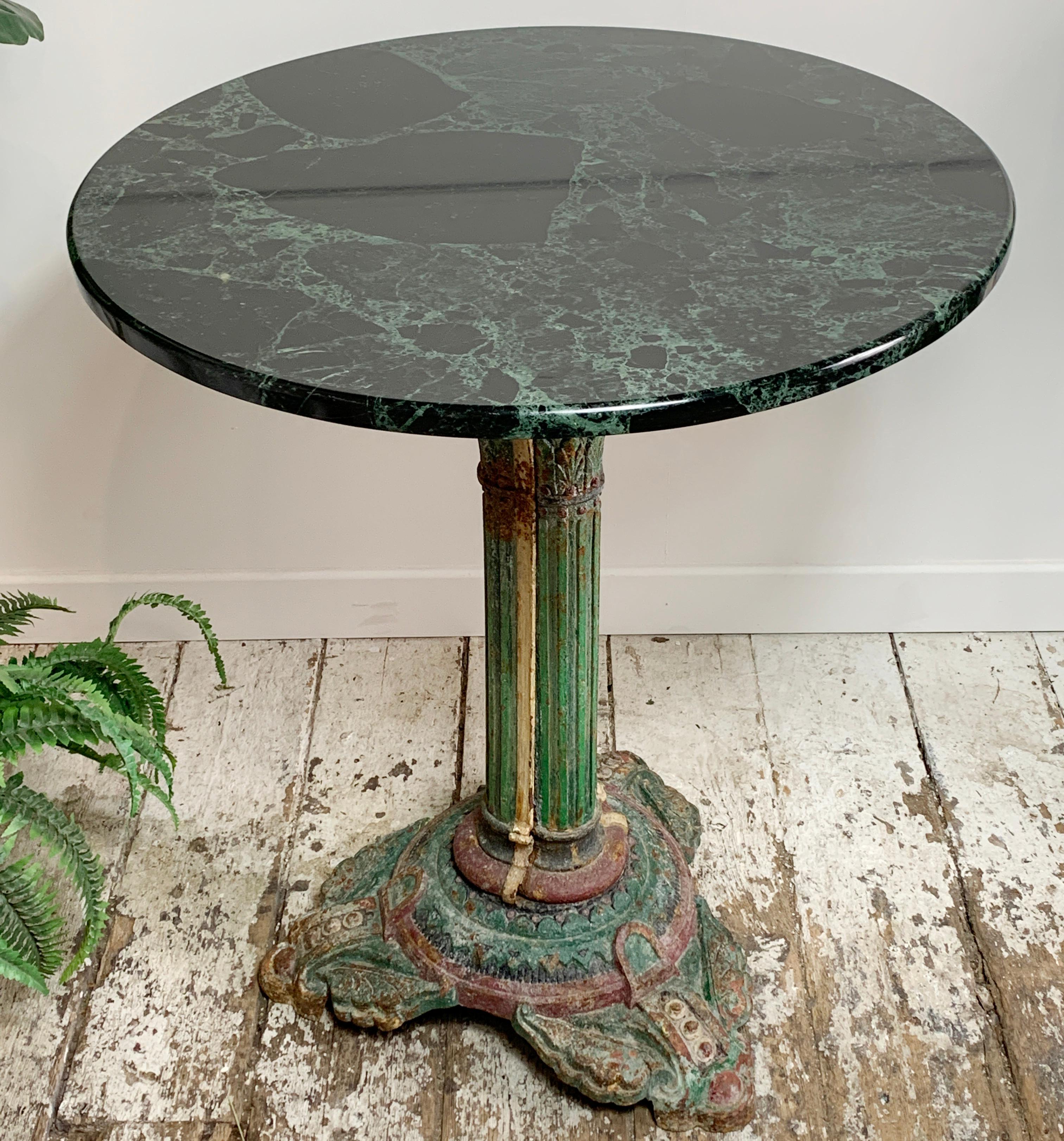 Victorian Cast Iron Painted Table with Italian Marble Top 2