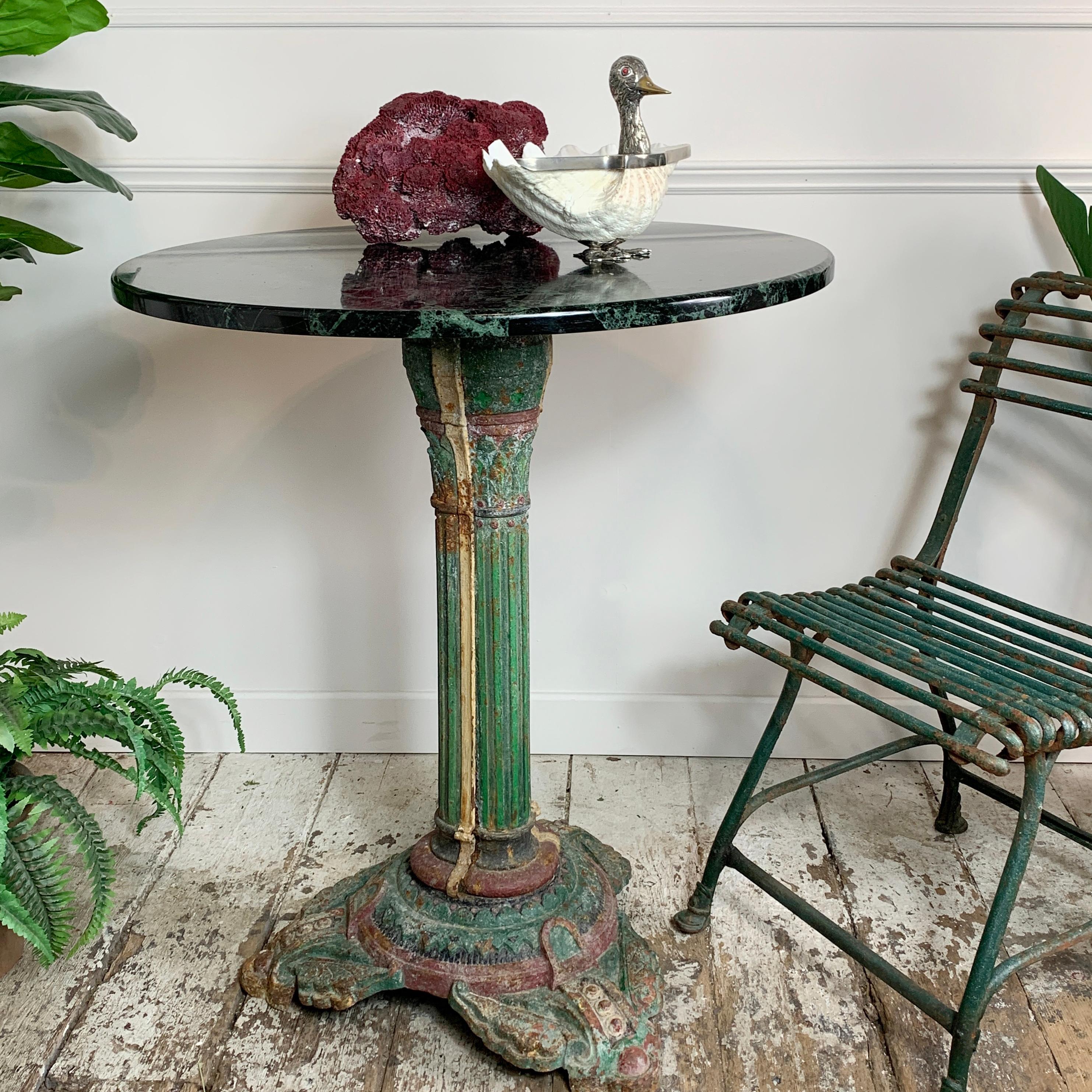Victorian Cast Iron Painted Table with Italian Marble Top 3